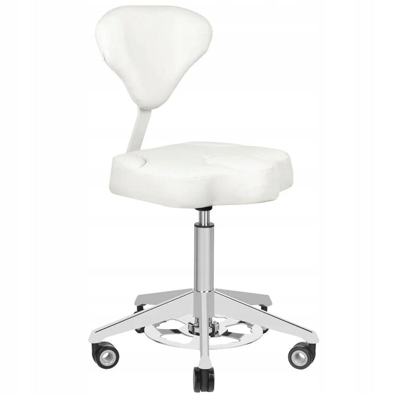 COSMETIC STOOL AZZURRO 156-F BUMP-UP WITH BACKREST PROFILED WHITE REG.