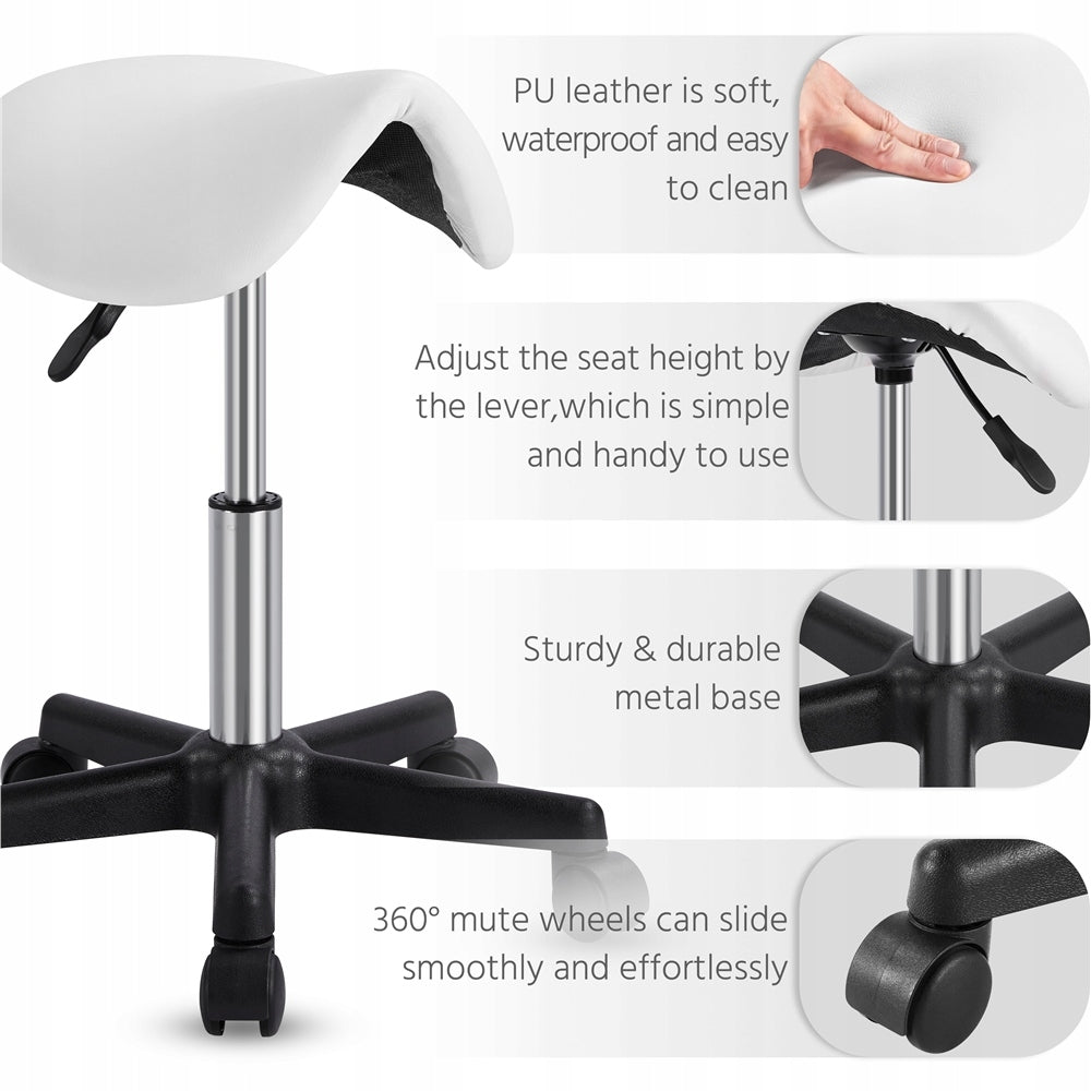 COSMETIC STOOL Adjustable Chair , Saddle Stool Hydraulic White Brand Yaheetech