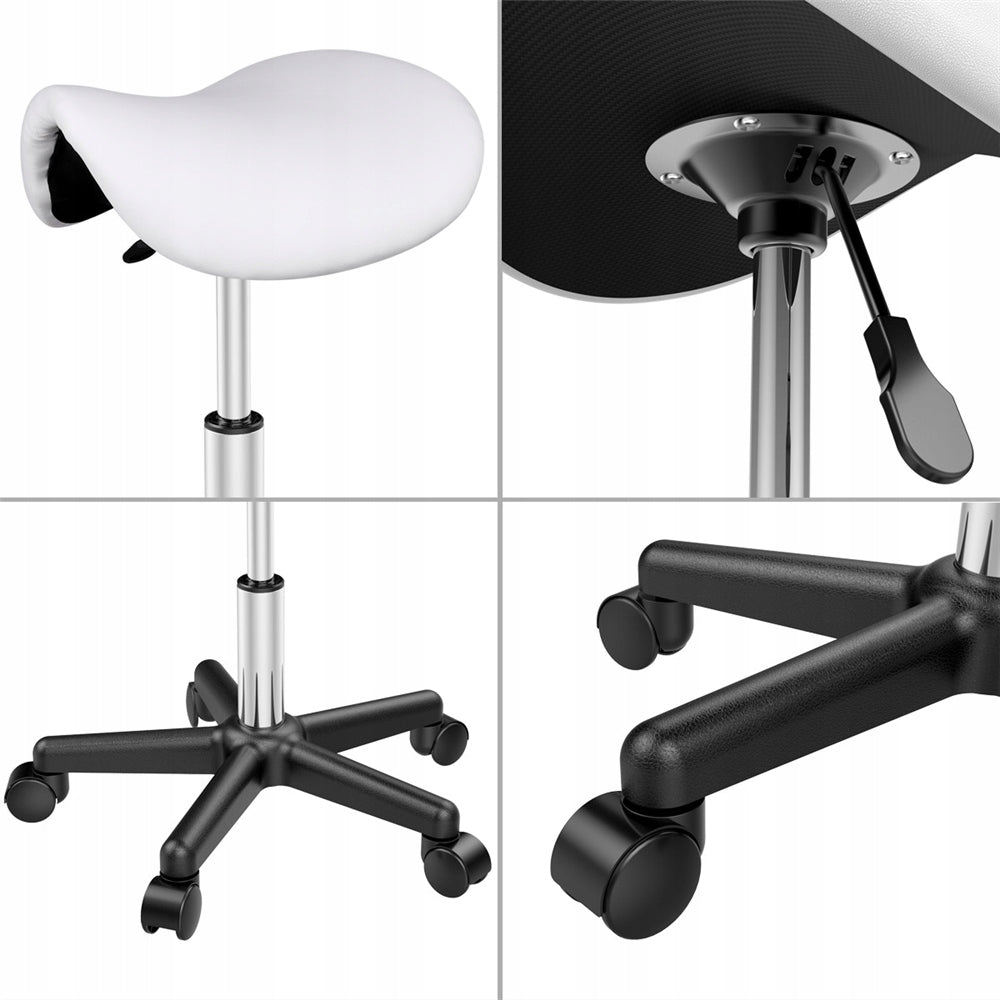 COSMETIC STOOL Adjustable Chair , Saddle Stool Hydraulic White Model Yaheetech