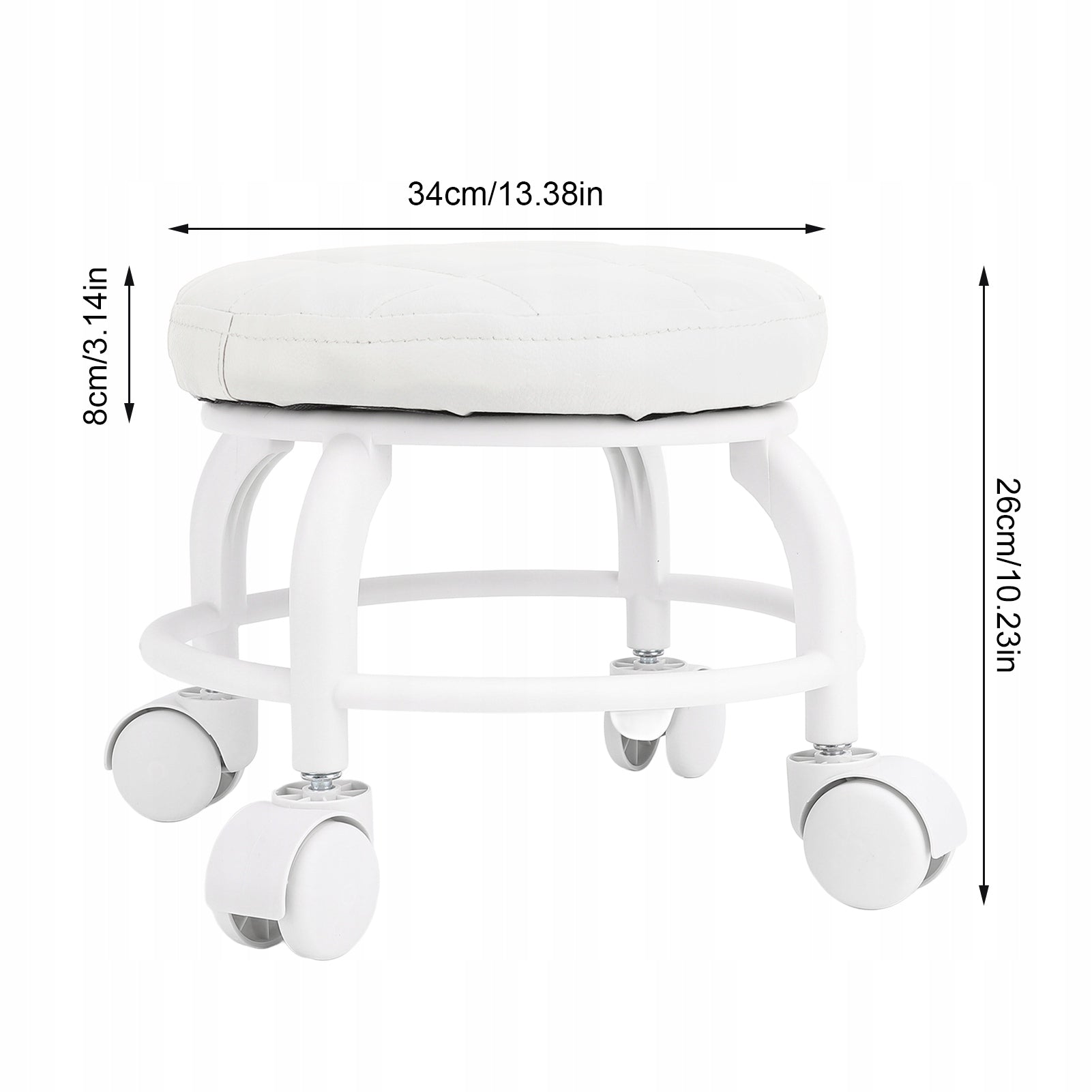 COSMETIC STOOL FOR PEDICURE ON WHEELS ROTATING WHITE Brand no brand