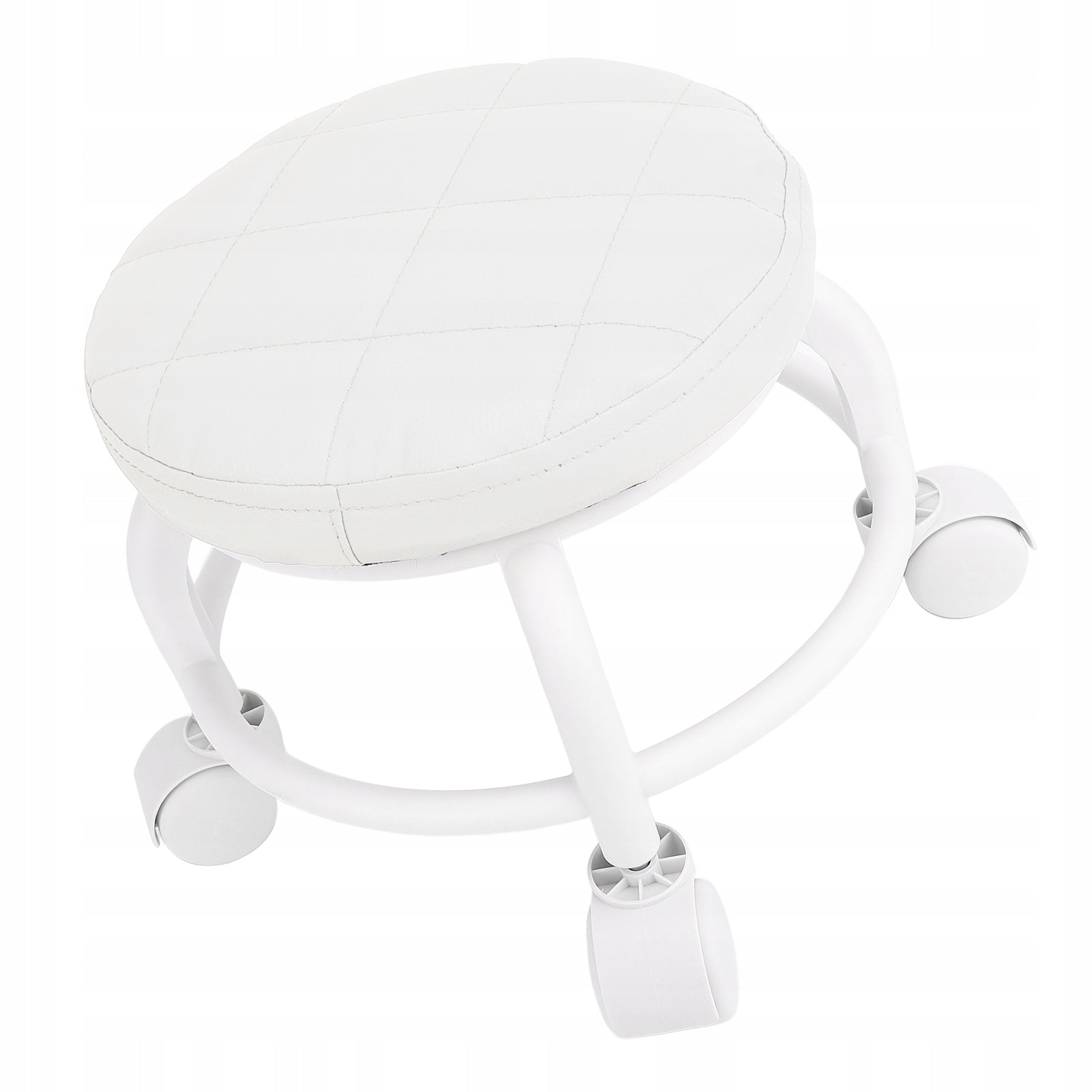COSMETIC STOOL FOR PEDICURE ON WHEELS ROTATING WHITE Packaging status original