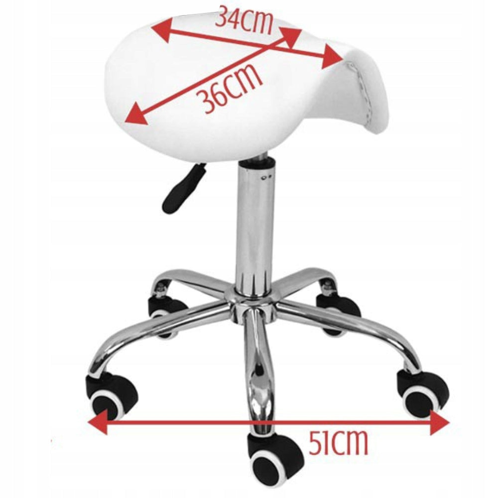 COSMETIC STOOL HAIRDRESSER RODEO SADDLE STOOL ON WHEELS Manufacturer code CN00726