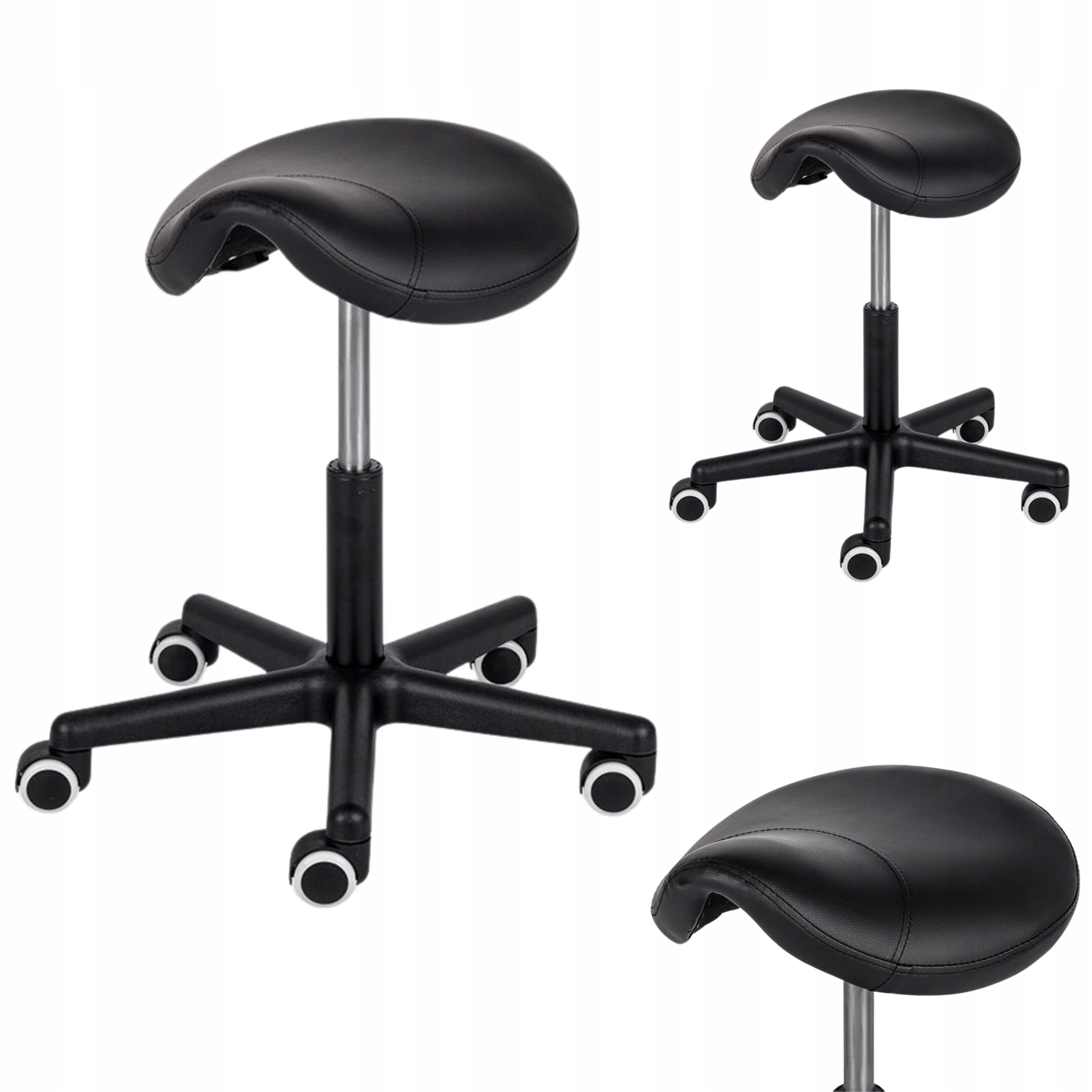 COSMETIC STOOL MEDICAL HAIRDRESSERS ON WHEELS SADDLE SWIVEL STOOL