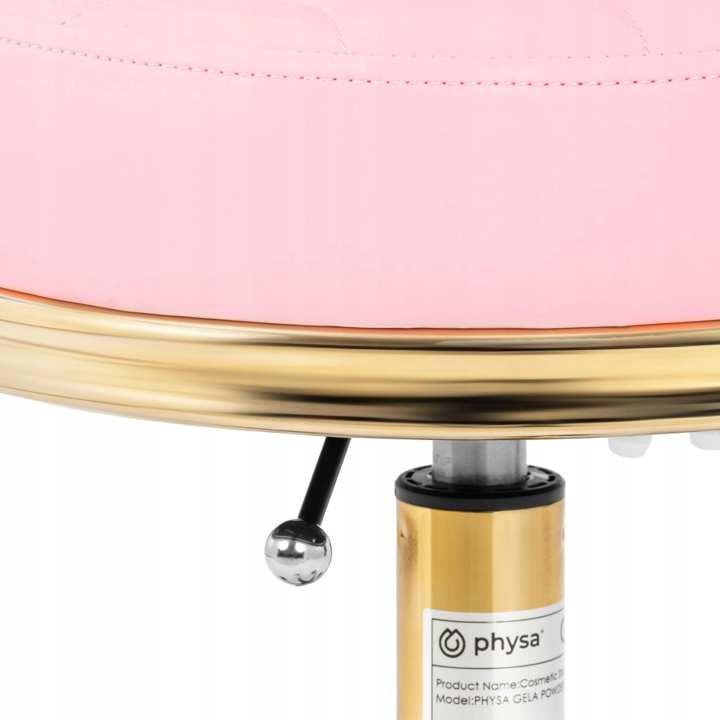 COSMETIC STOOL WITH BACKREST - 48 - 61 CM - 150 KG - LIGHT PINK / GOLD Packaging status original