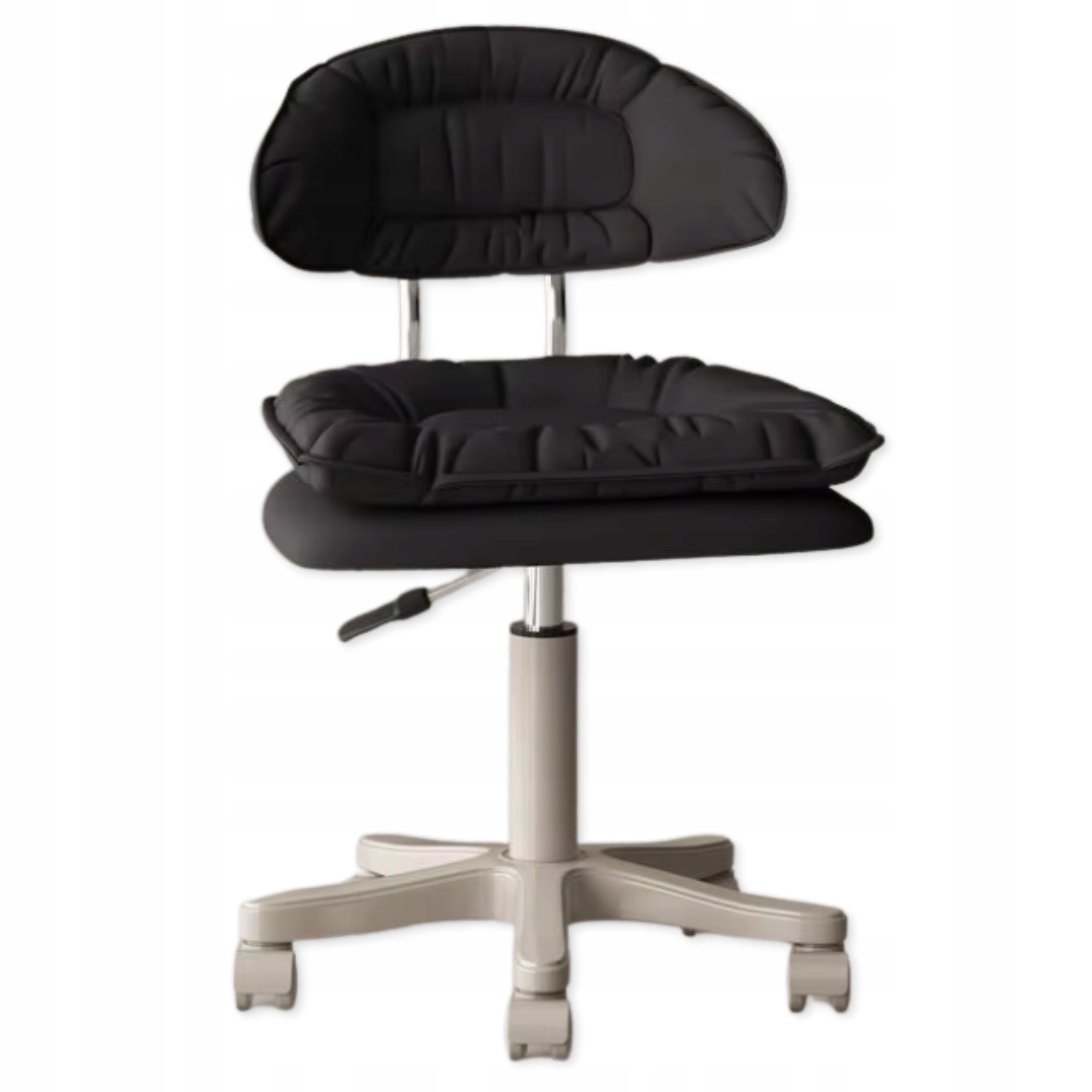 COSMO Swivel Cosmetic Chair with Backrest Black on Wheels ECO LEATHER