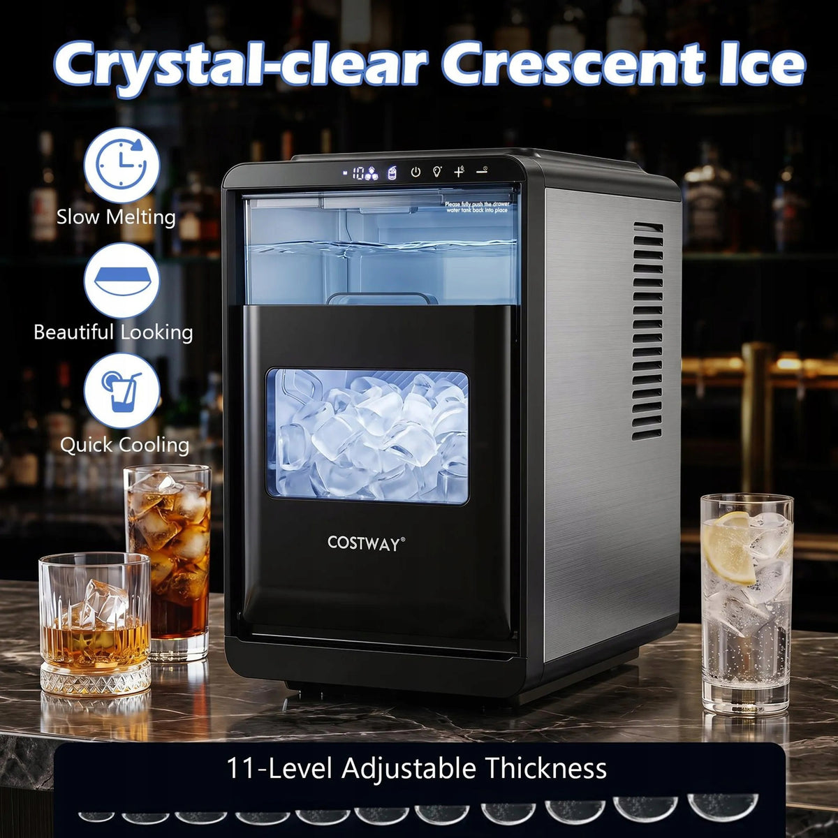 COSTWAY Ice Cube Machine Ice Maker Crescents 12kg/24h Timer Brand no brand