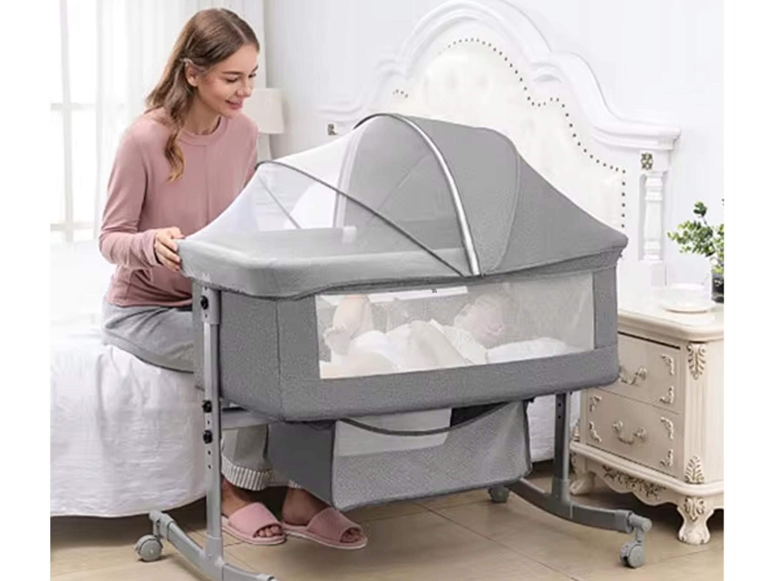 COT EMMA PREMIUM PLUS HOME & MOBILE ROCKER CRADLE CANOPY PINK 7IN1 Brand Cleo Art