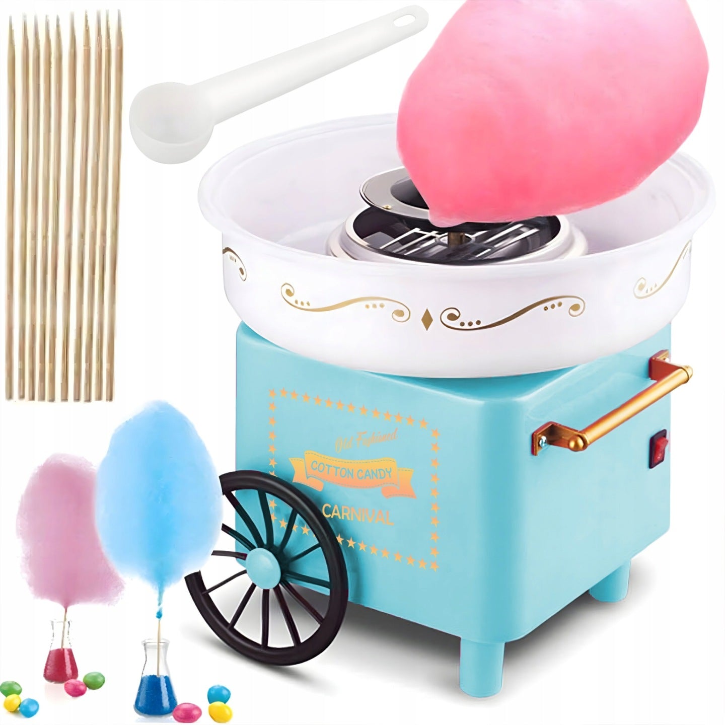COTTON CANDY MACHINE COTTON CANDY HOMEMADE MACHINE + STICKS SCOOP