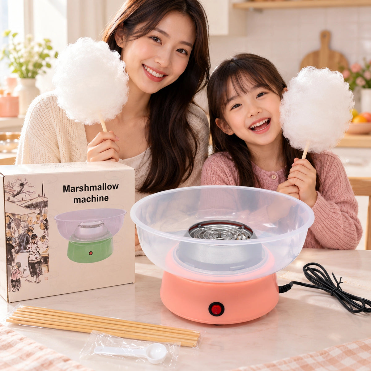 COTTON CANDY MACHINE HOMEMADE APPLIANCE 330W SET STICK SCOOP Brand AAA