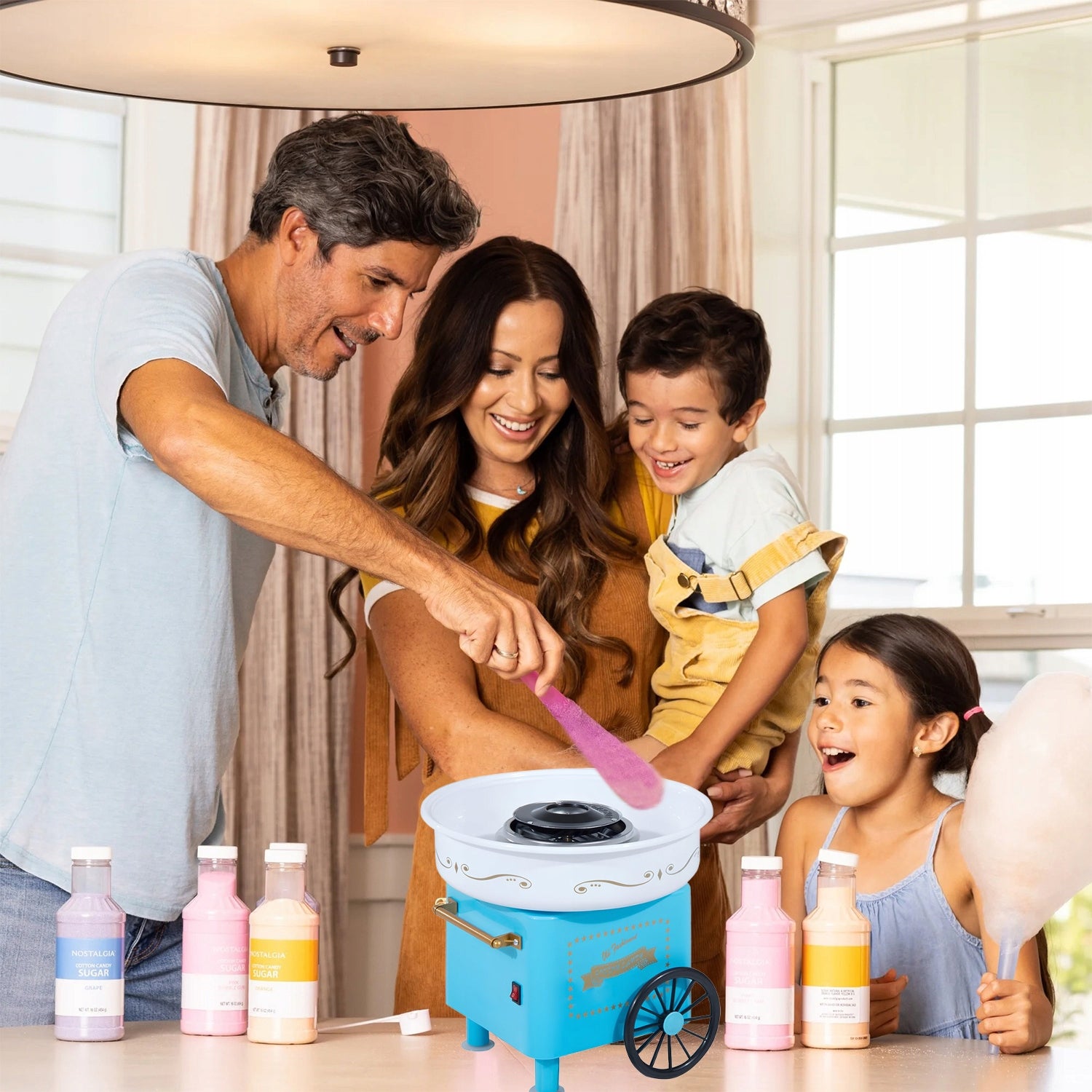 COTTON CANDY MACHINE HOMEMADE COTTON CANDY MACHINE TROLLEY + STICKS 550W Packaging status original