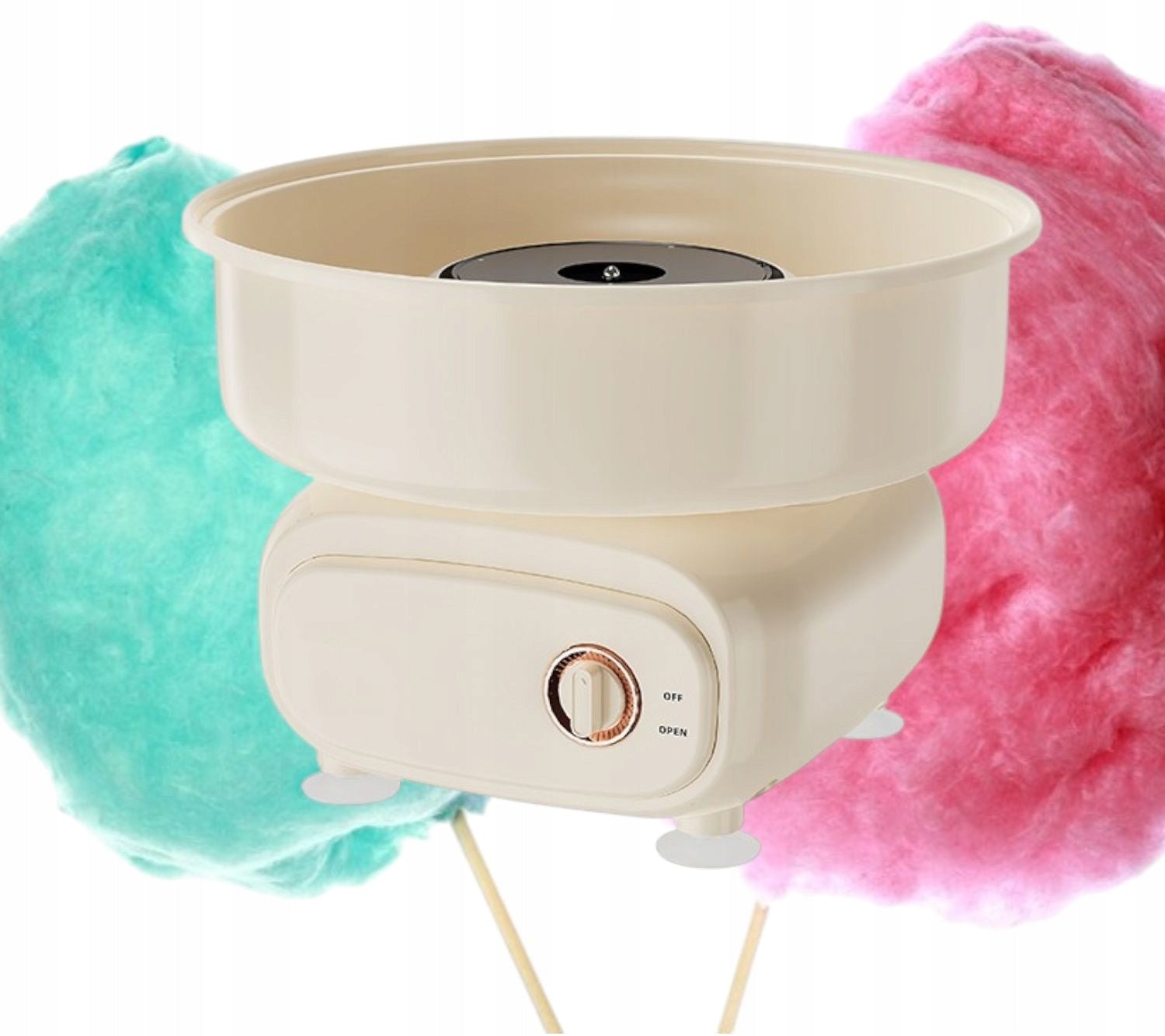 COTTON CANDY MACHINE YELLOW FOR CHILDREN ADULTS STICK SCOOP