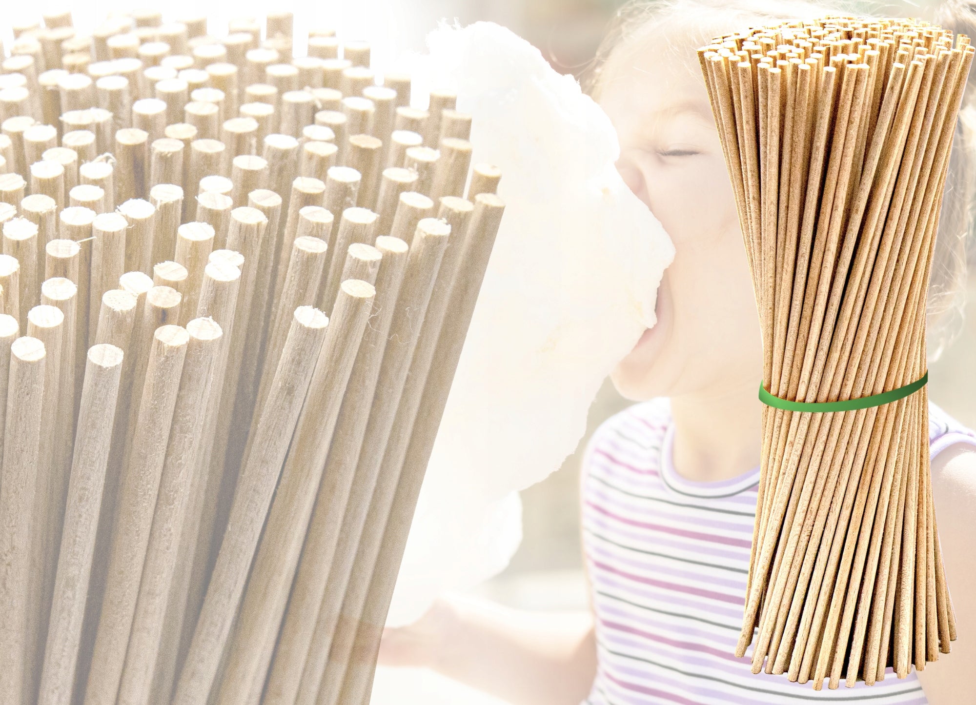 COTTON CANDY STICKS 40cm ROUGH 100pcs. Manufacturer code PATYKI DO WATY CUKROWEJ 40cm DREWNIANE 100szt