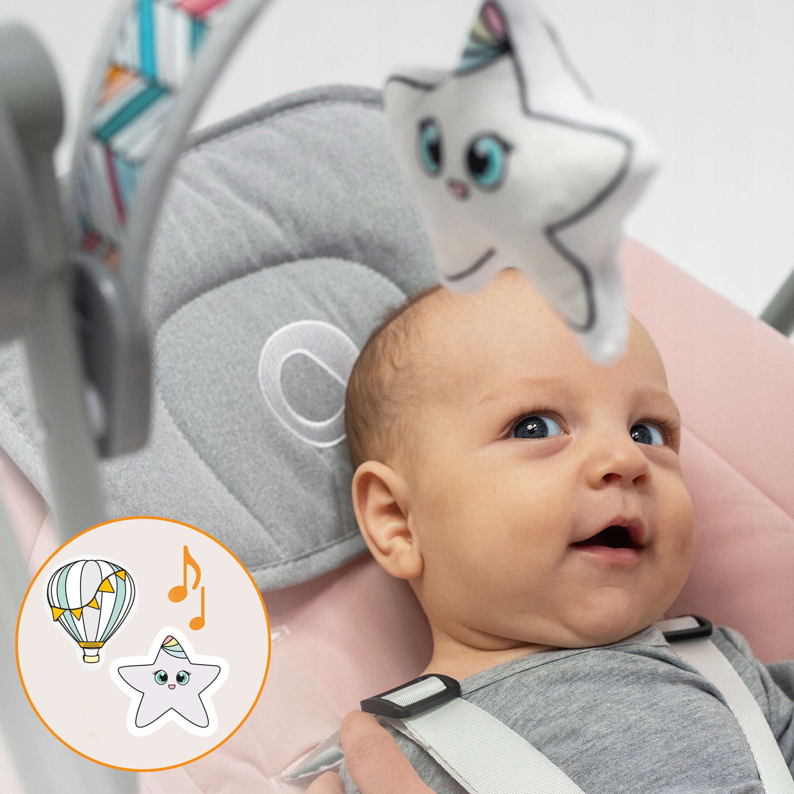 COUCH ELECTRIC ROCKER 2IN1 SWING CRADLE LIONELO OTTO WITH TOYS Packaging status original