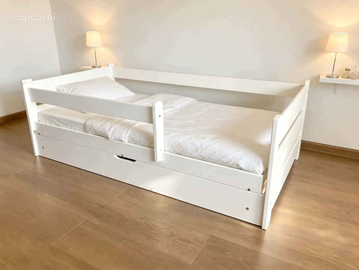 COUCH WHITE 80*180-FRAME -BOX/LIFT- MATTRESS FREEBIE Packaging status original