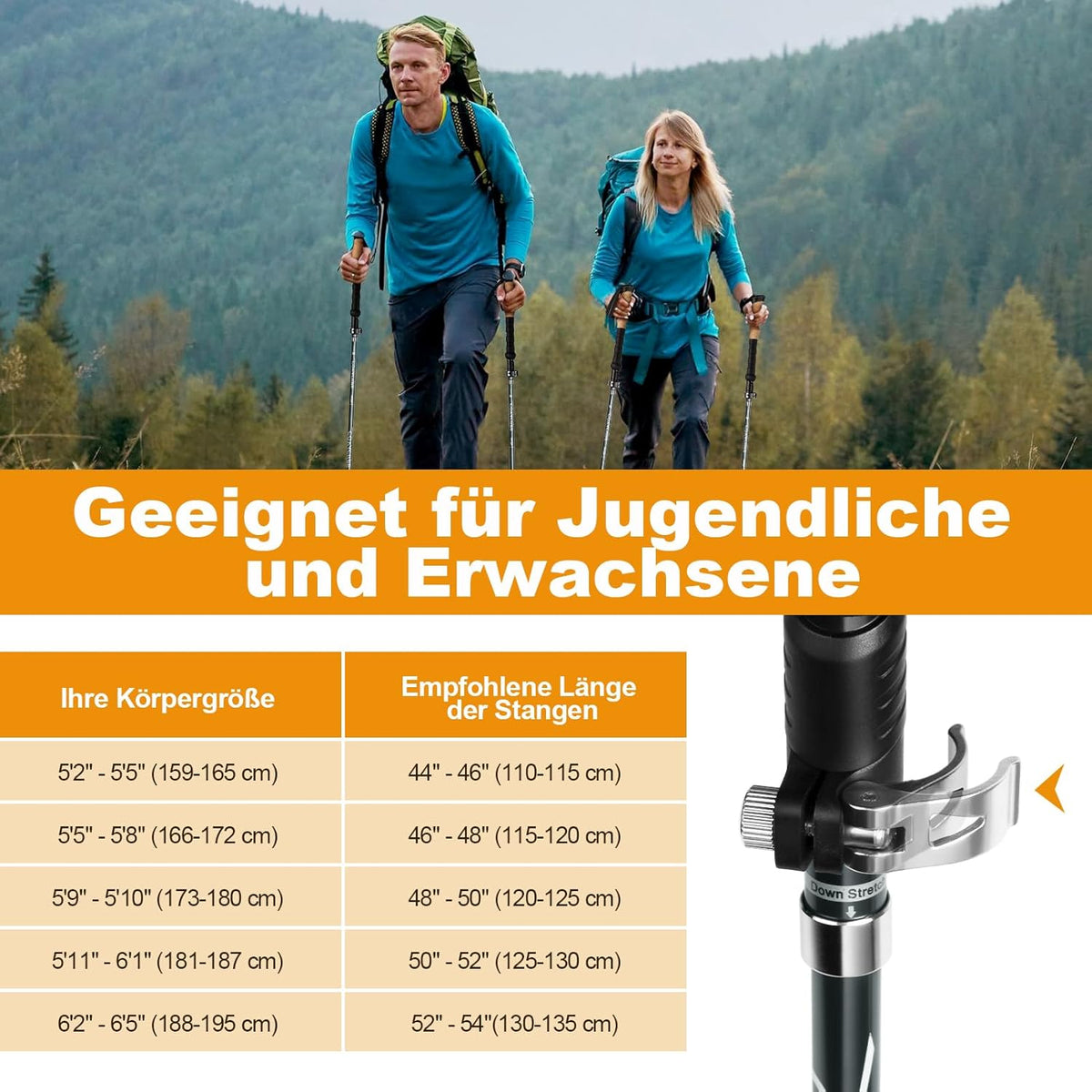 COVACURE Nordic Walking Trekking Poles 110-130 cm For Everyone Packaging status original