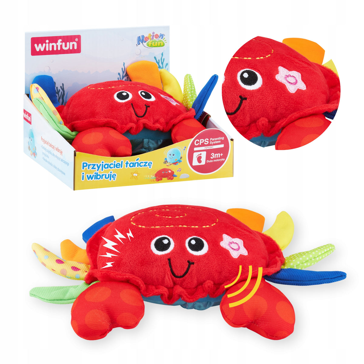 CRAB FOR CRAWLING Smily Play Interactive Vibrates Sounds Red 3m+ Manufacturer code uciekająca zabawka zachęca do ruchu ruszająca