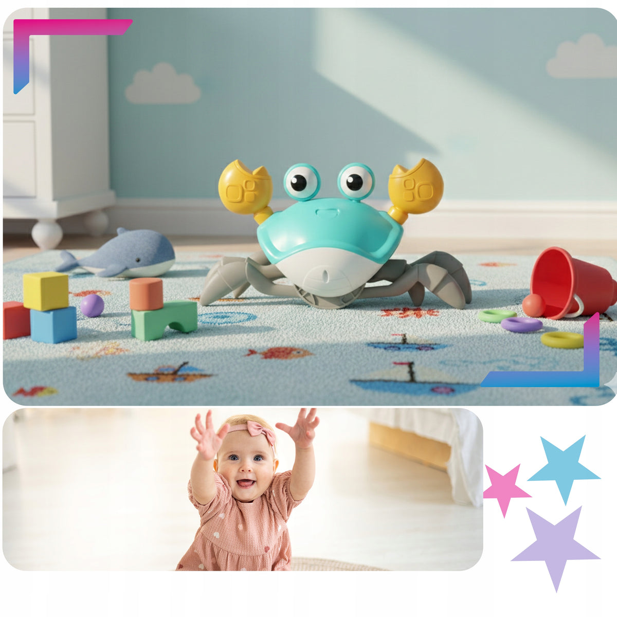 CRAB WALKING ESCAPING INTERACTIVE LEARNING CRAWLING FOR KIDS USB LED Manufacturer code Zabawka Edukacyjna Dla Niemowląt Sensoryczna