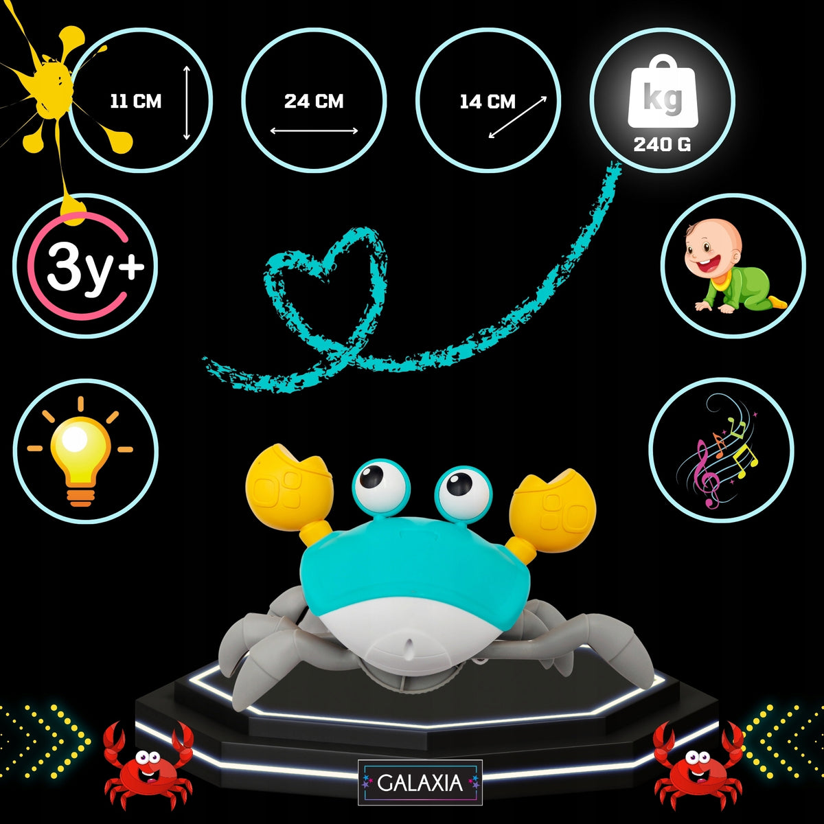 CRAB WALKING Running Crawling Toy Interactive LEARNING TO CRAWL Packaging status original
