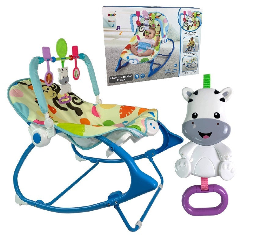 CRADLE ROCKER CHAIR SEAT 2IN1 MAKES A SOUND VIBRATION BLUE