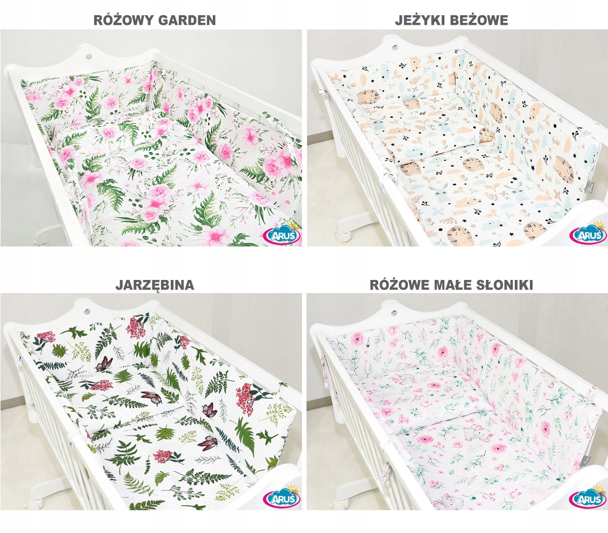 CRADLE WHITE WHEELS LOCK + MATTRESS + BEDDING Brand Aruś