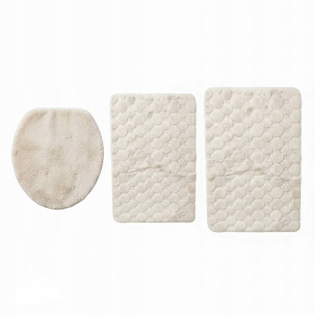 CREAM BATHROOM RUGS 3 PIECE MODERN ELEGANT COZY