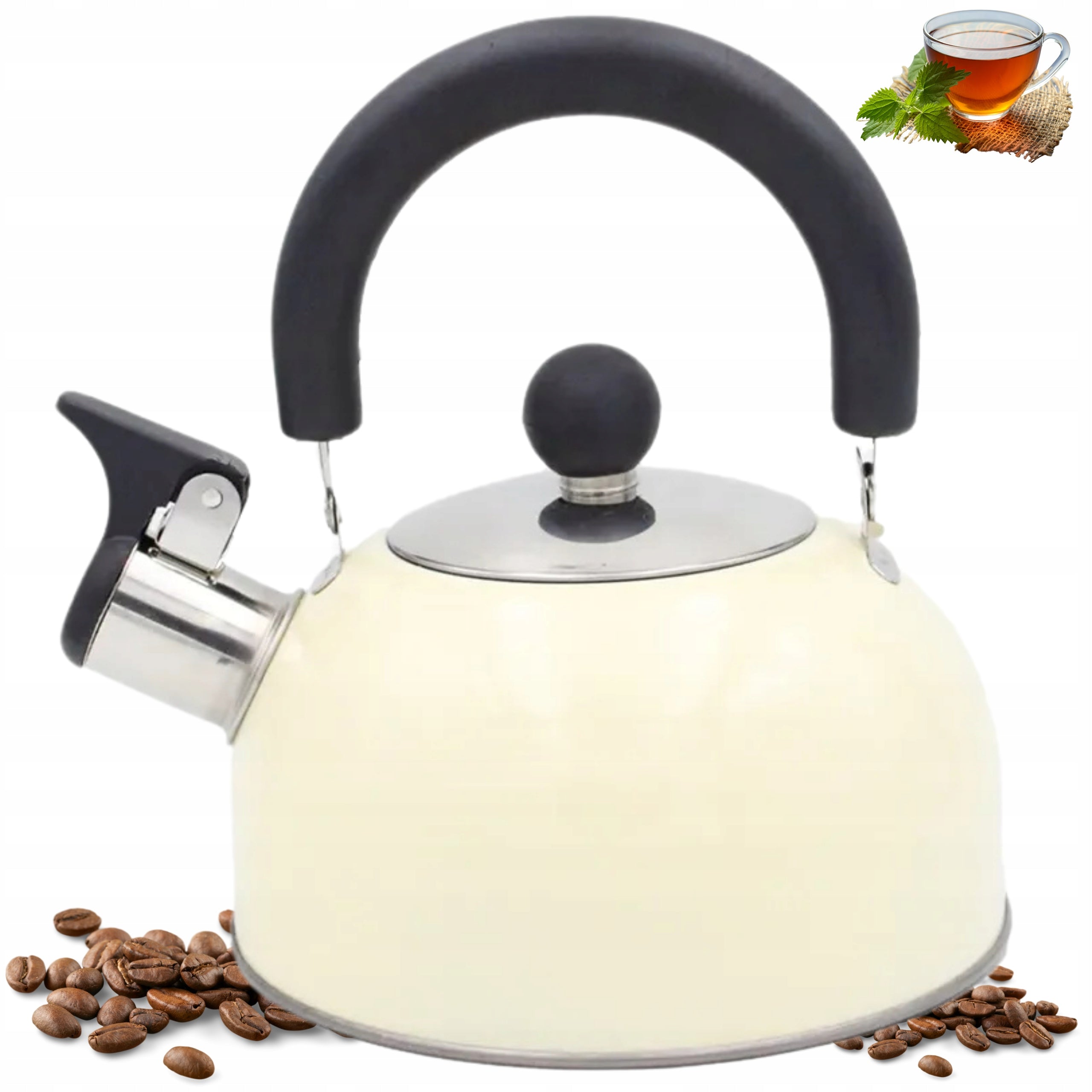 CREAMY Small KETTLE 1.5L FOR GAS INDUCTION TOURIST Kettle WITH WHISTLE