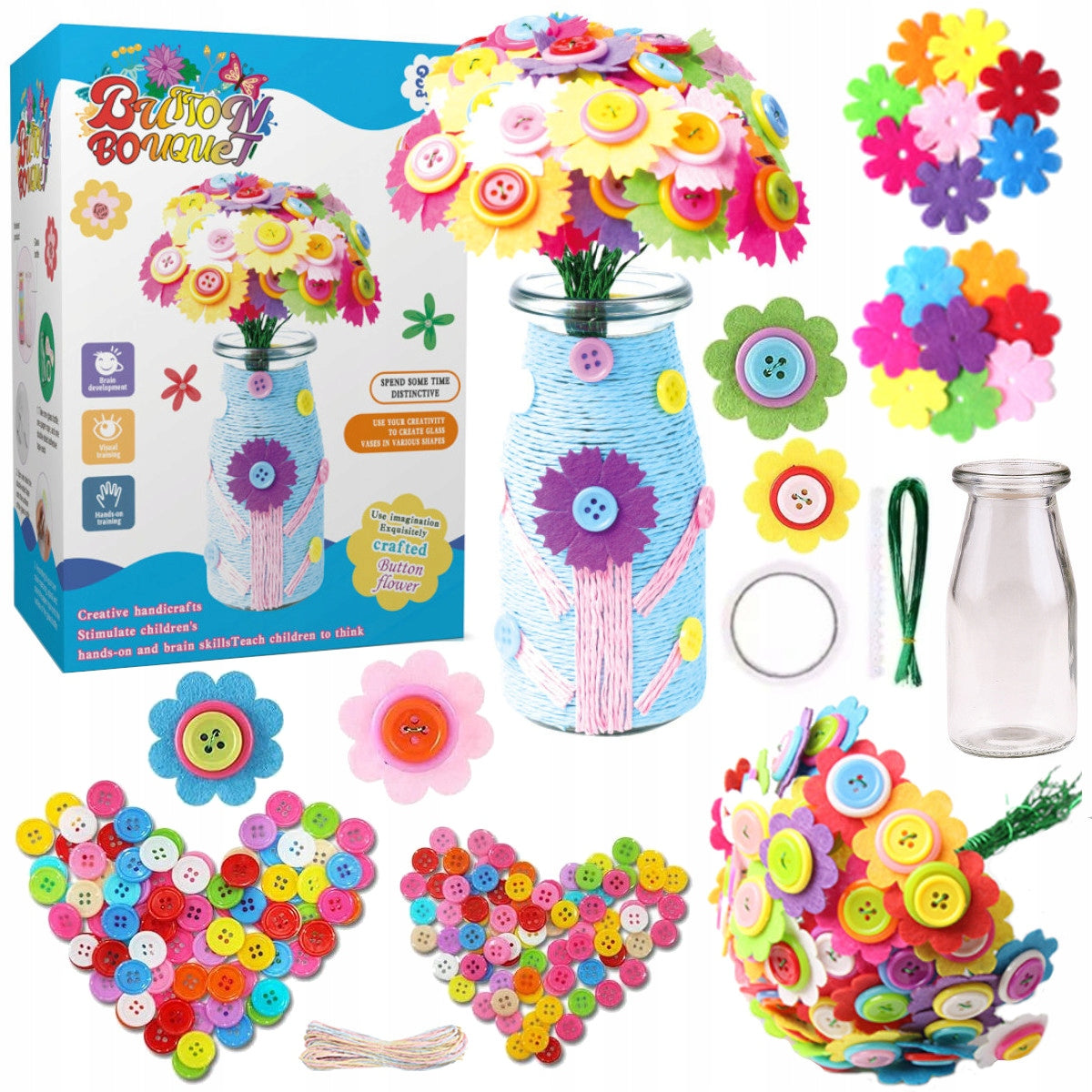 CREATIVE ART SET FOR CHILDREN FLOWERS BOUQUET IN VASE COLORS DIY