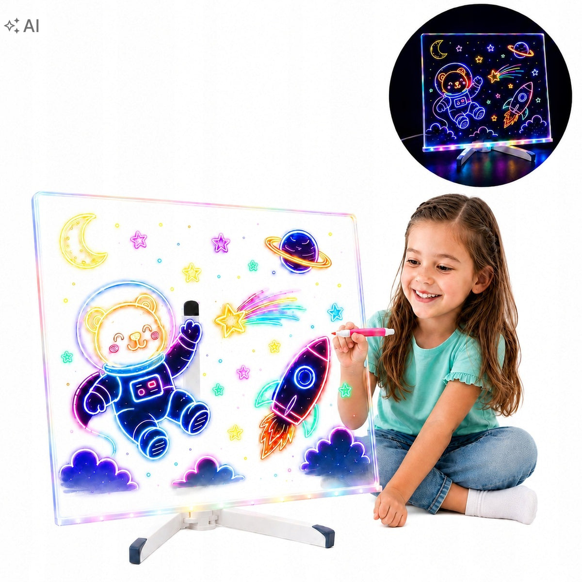 CREATIVE EDUCATIONAL LED DRAWING BOARD FOR KIDS + FREEBIE 7 PENS Packaging status original