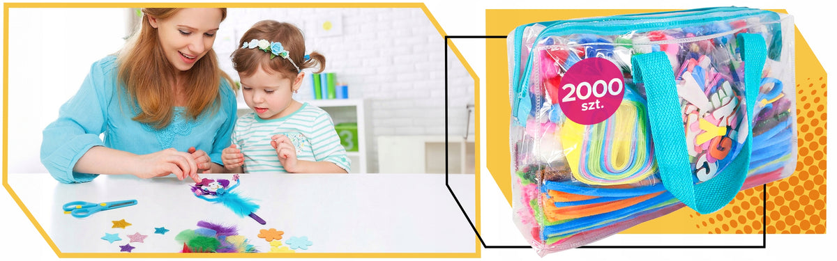 CREATIVE SET FOR CHILDREN ARTS AND CRAFTS DYI 2000 PCS Packaging status original