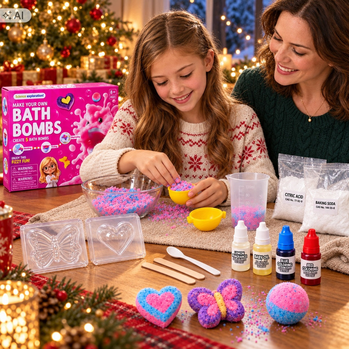 CREATIVE SET FOR MAKING SPARKLING BALLS FOR CHILDREN'S BATH + MOLDS Packaging status original