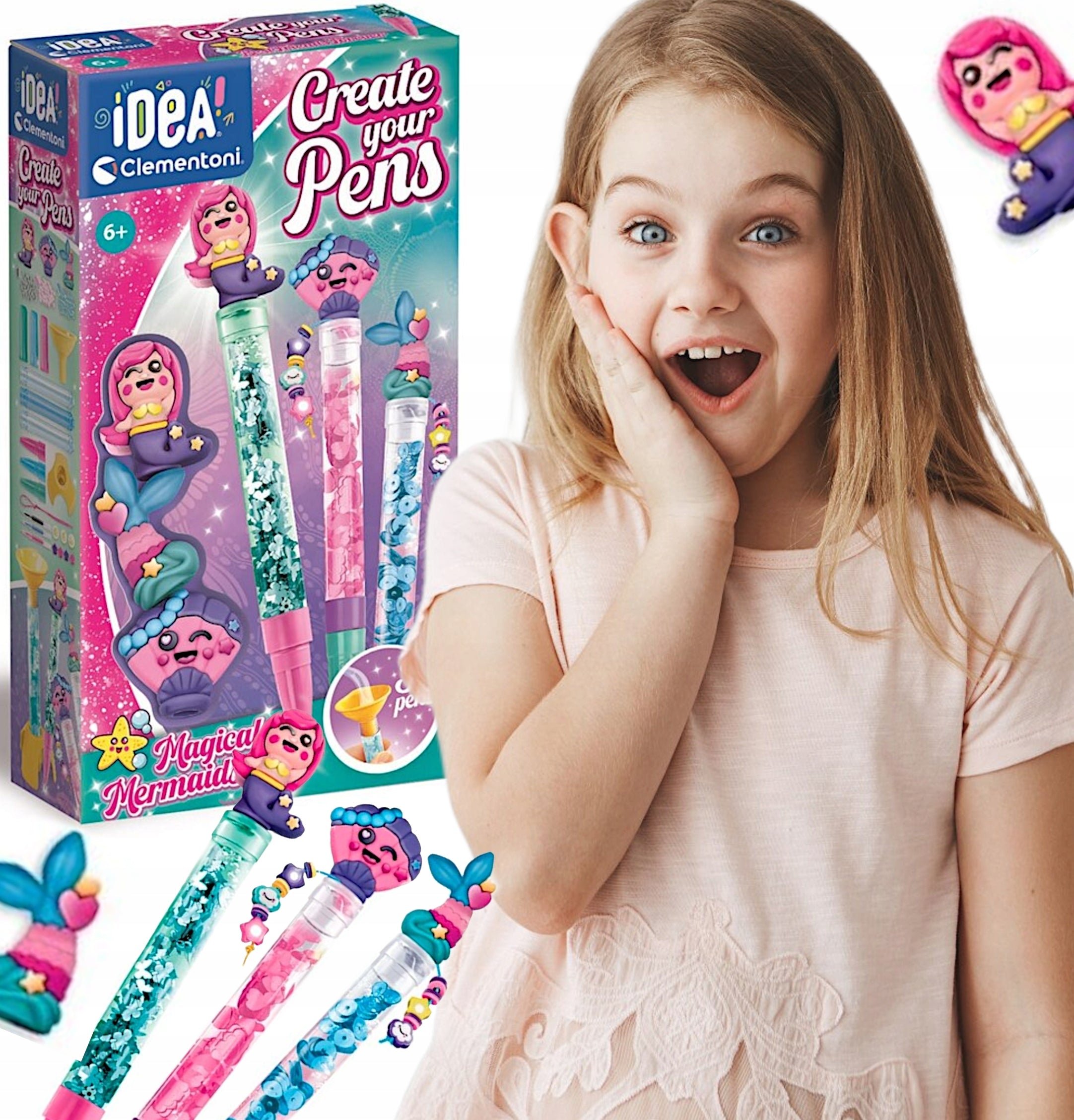 CREATIVE SET MINI PEN FACTORY PEN CREATOR MERMAID CLEMENTONI Brand Clementoni