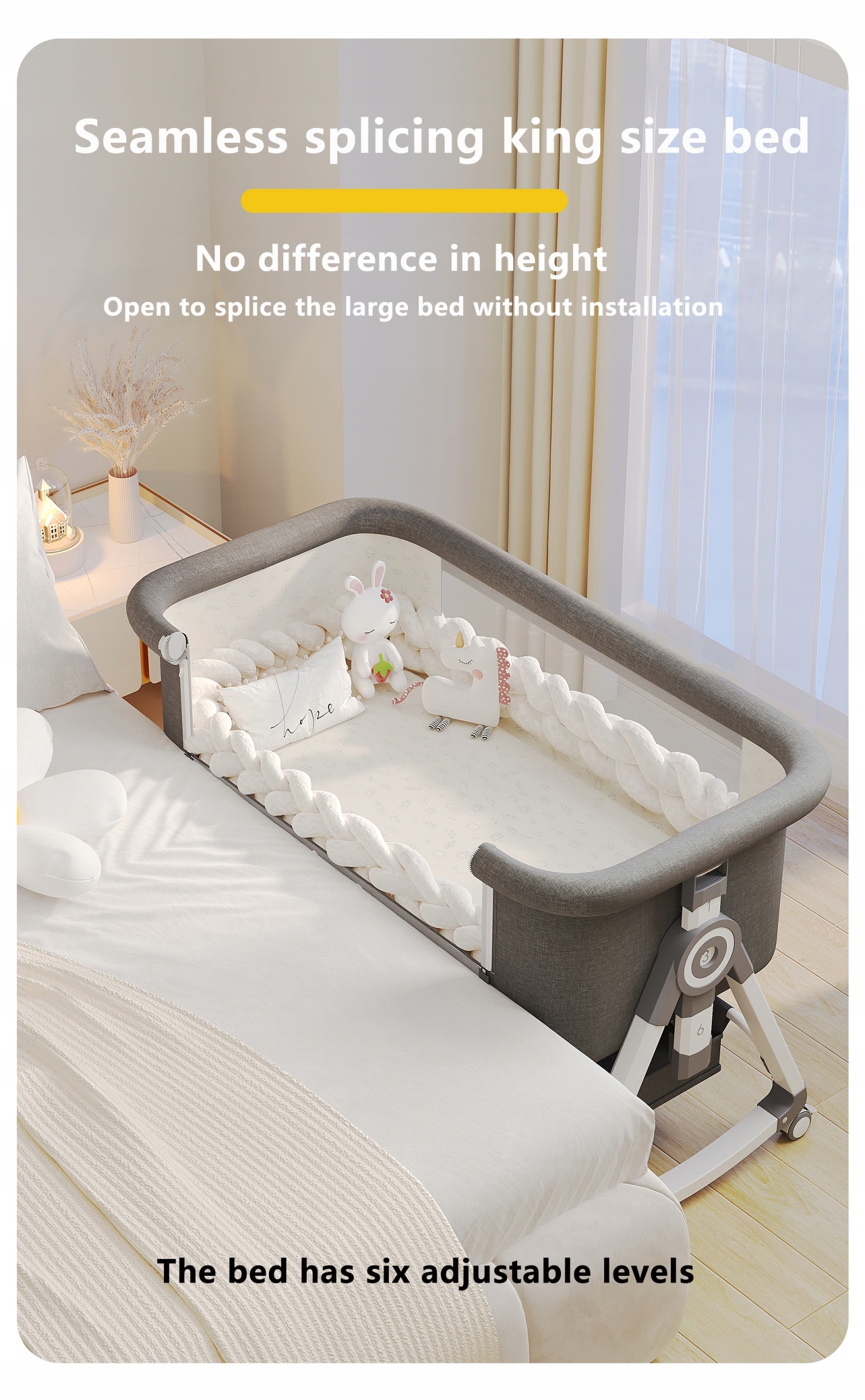 CRIB BABY CRADLE WITH AUTOMATIC ROCKING FUNCTION + MUSIC GAME Brand Magic