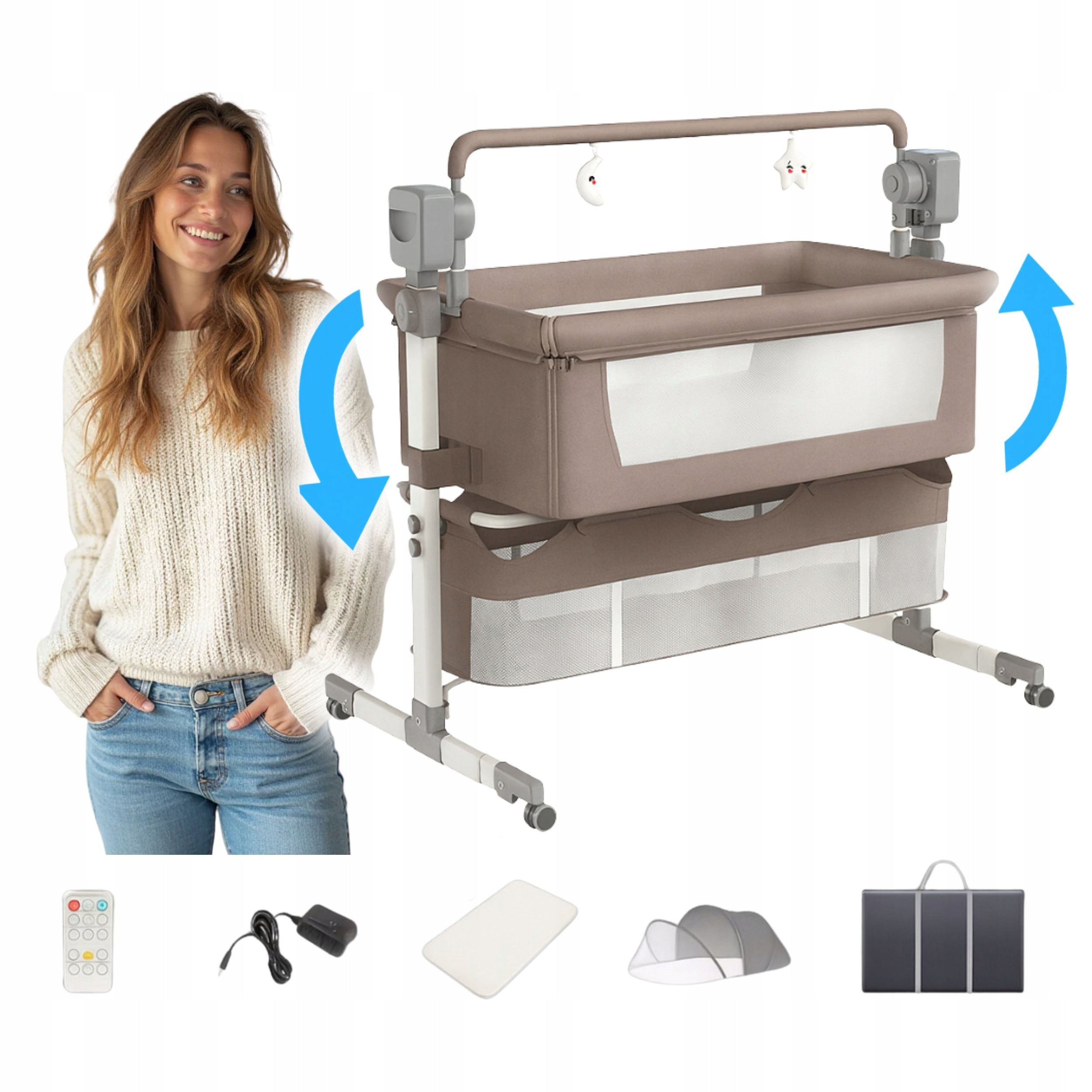 CRIB BABY CRADLE WITH AUTOMATIC ROCKING FUNCTION + MUSIC GAME