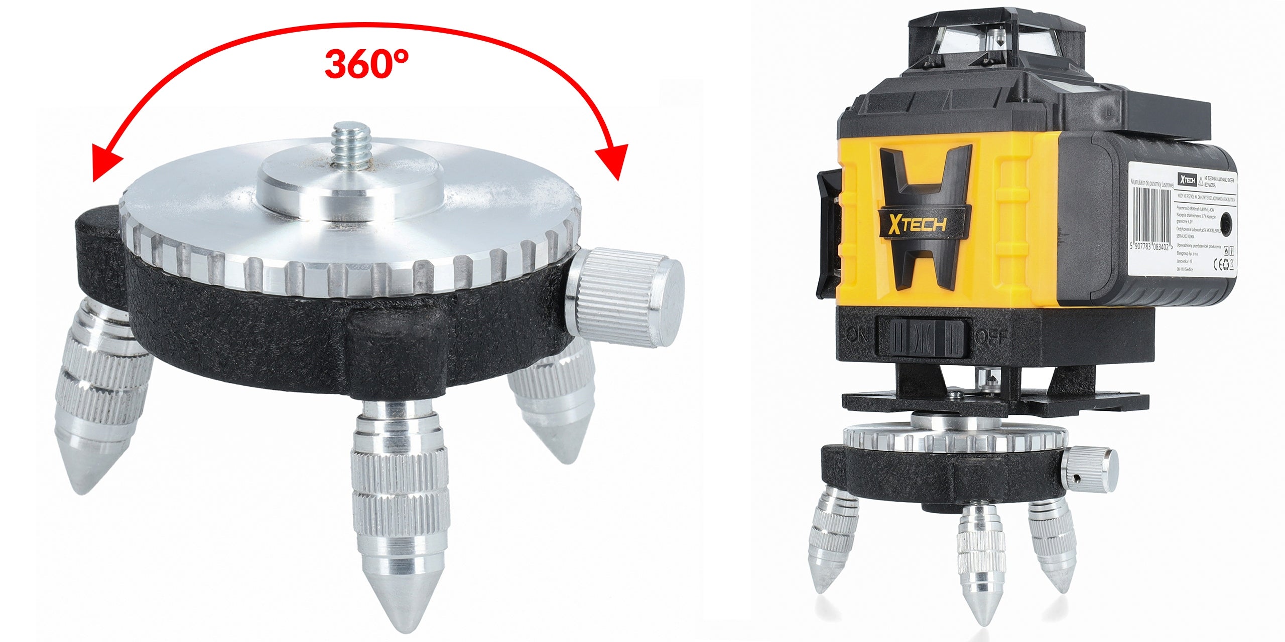 CROSS LASER XTECH LASER LEVEL SELF-LEVELING LASER TRIPOD 25 M Manufacturer code POZIOMICA LASEROWA LASER KRZYŻOWY LCD STATYW