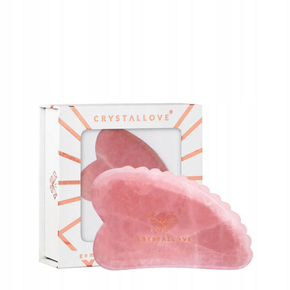CRYSTALLOVE 3D rose quartz gua sha face massage plate