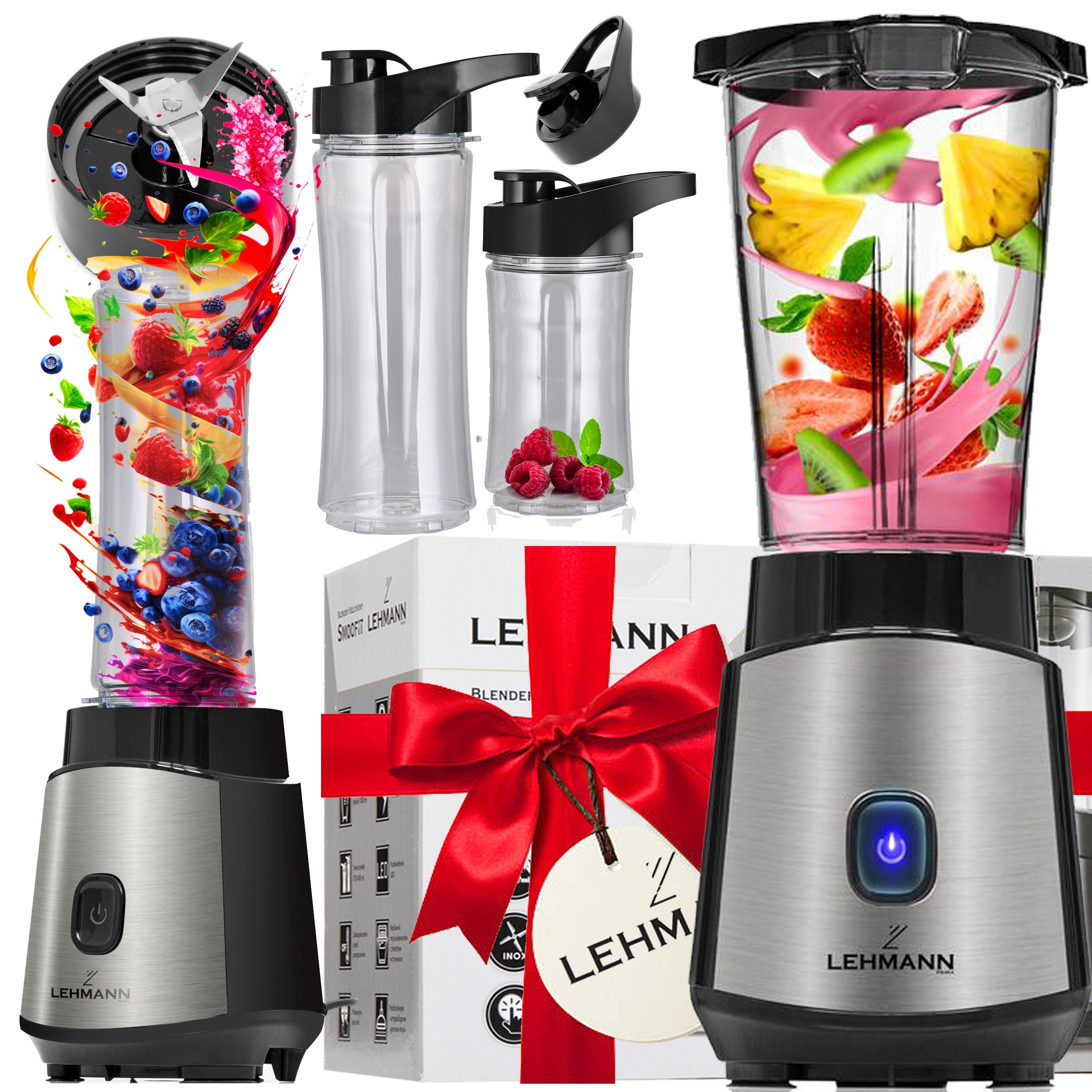 CUP BLENDER FOR SMOOTHIE COCKTAILS 1200W MIXES ICE CRUSH 2x WATER BOTTLES