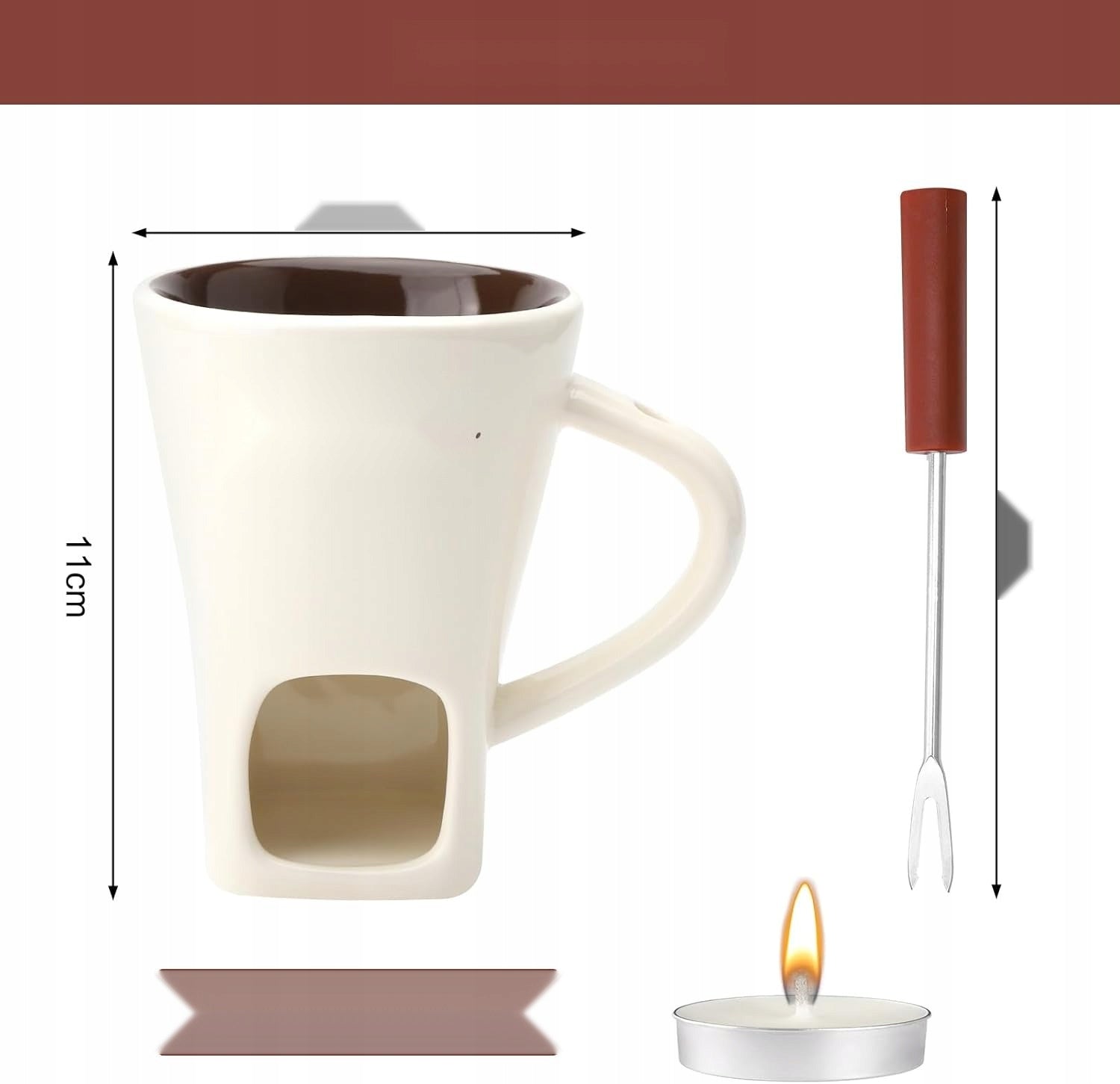 CUP FONDUE CERAMIC 130ML SET FOR MELTING CHOCOLATE Color other