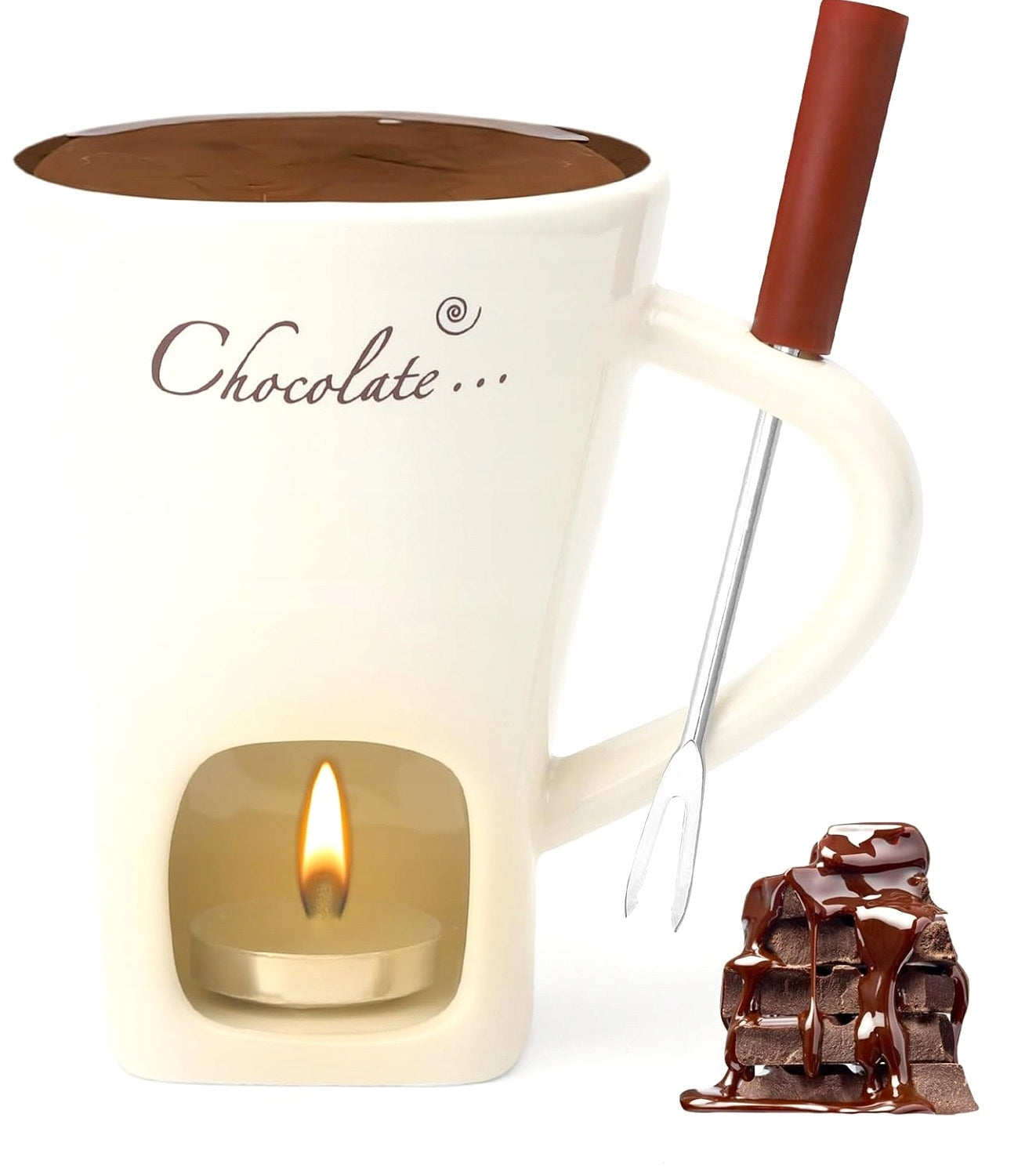CUP FONDUE CERAMIC 130ML SET FOR MELTING CHOCOLATE