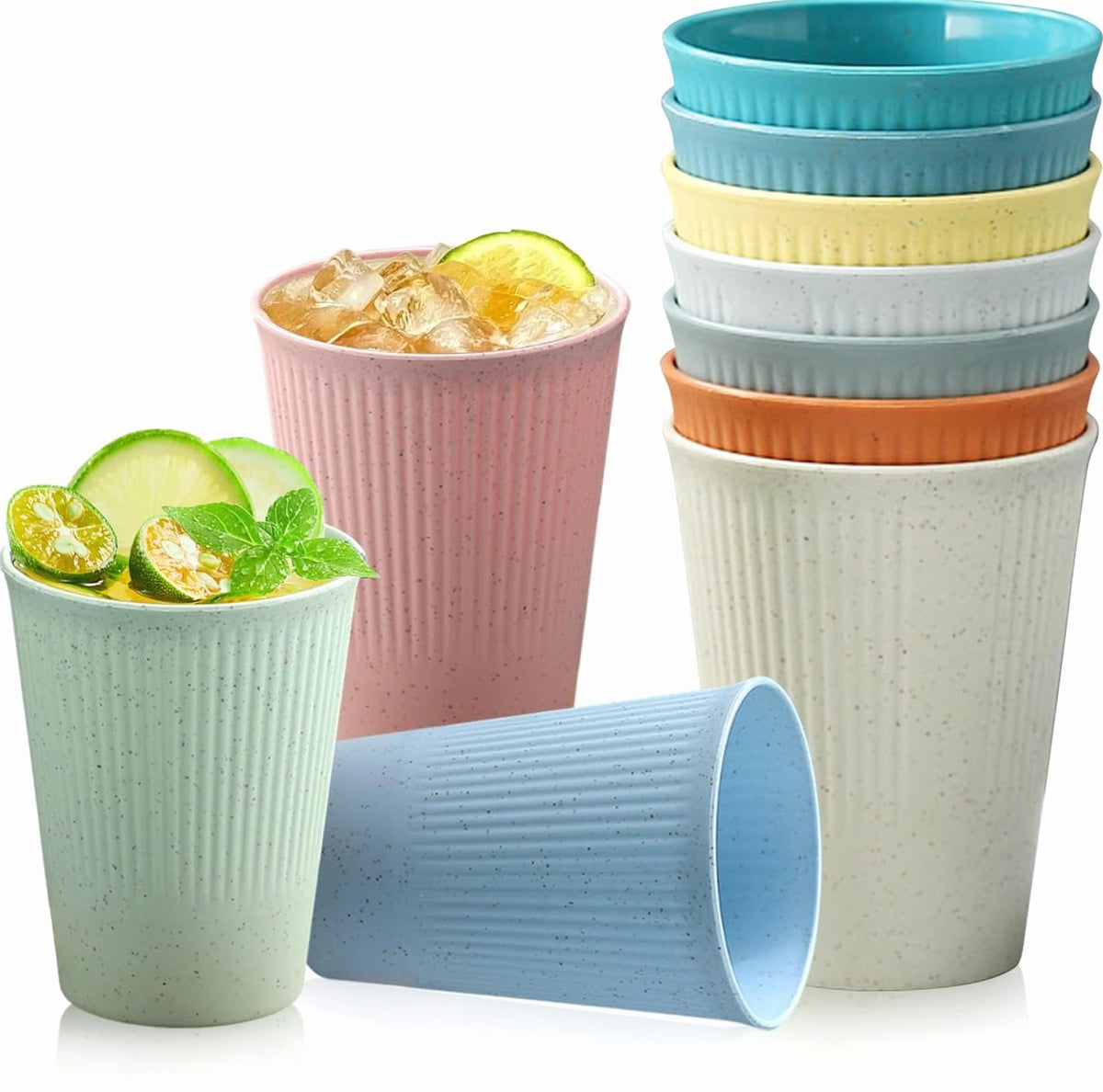 CUPS 10 PIECES 350 ML REUSABLE PLASTIC POLYPROPYLENE HOME CAMPING