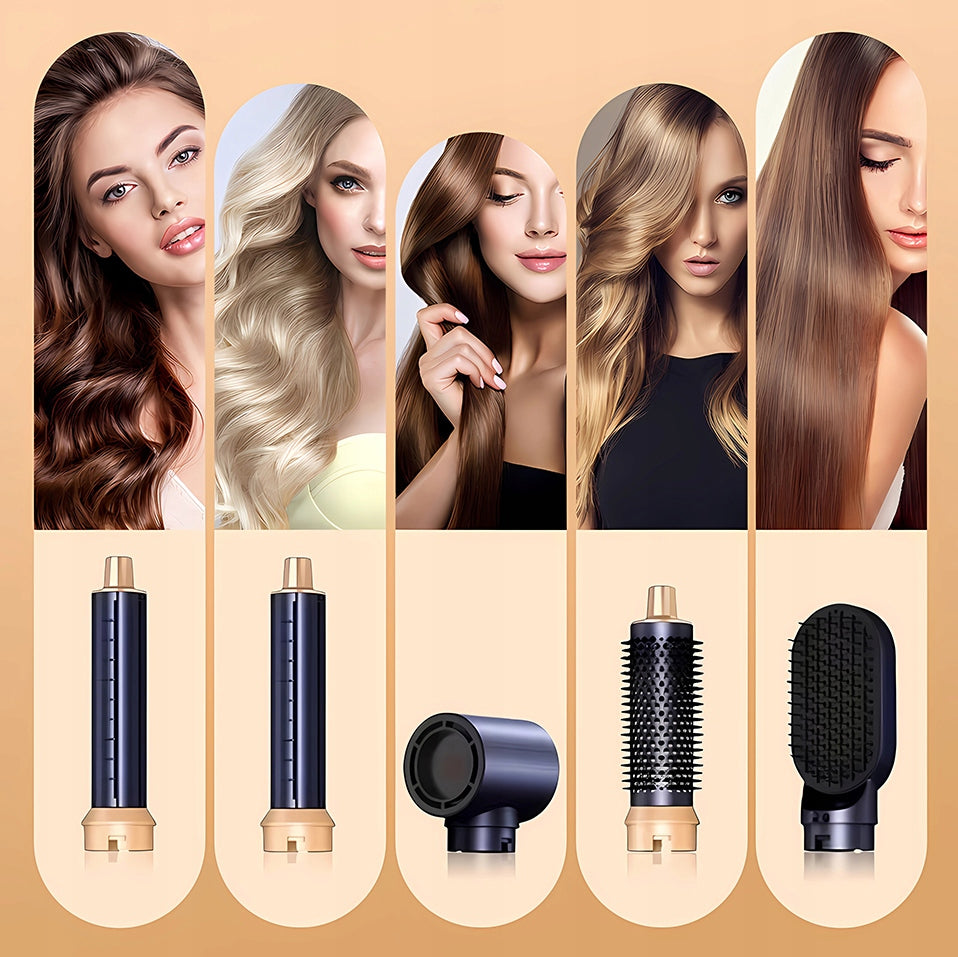 CURLER-HAIR DRYER 5in1 IONIZATION SET OF 5 TIPS CURLER DRYER Dominant color blue