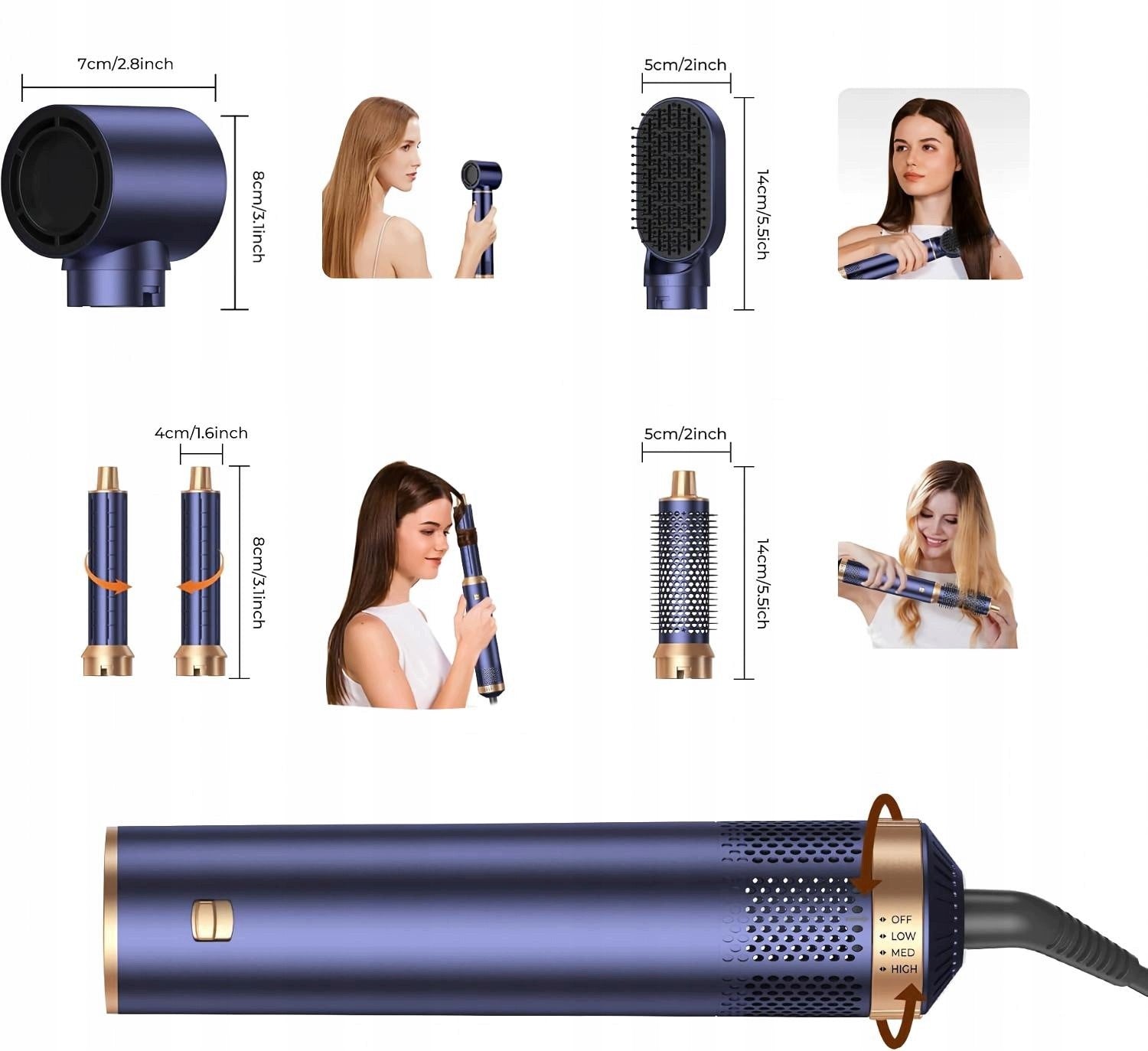 CURLER-HAIR DRYER 5in1 IONIZATION SET OF 5 TIPS CURLER DRYER Packaging status original