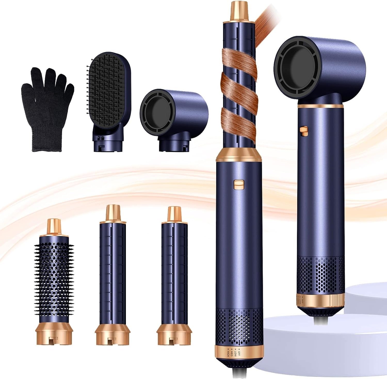 CURLER-HAIR DRYER 5in1 IONIZATION SET OF 5 TIPS CURLER DRYER