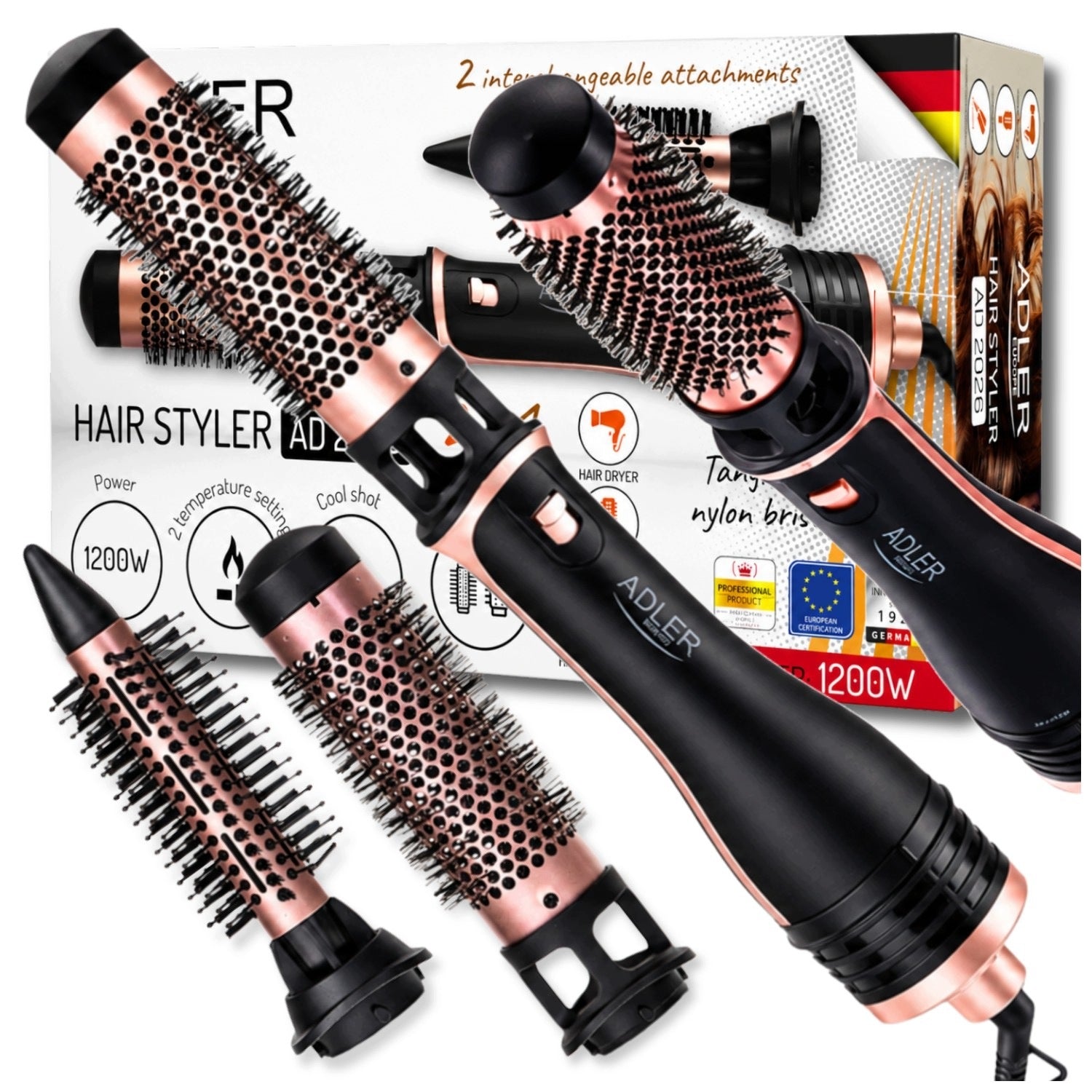 CURLING IRON CERAMIC HAIR DRYER SET 3IN1 PREMIUM 1200W