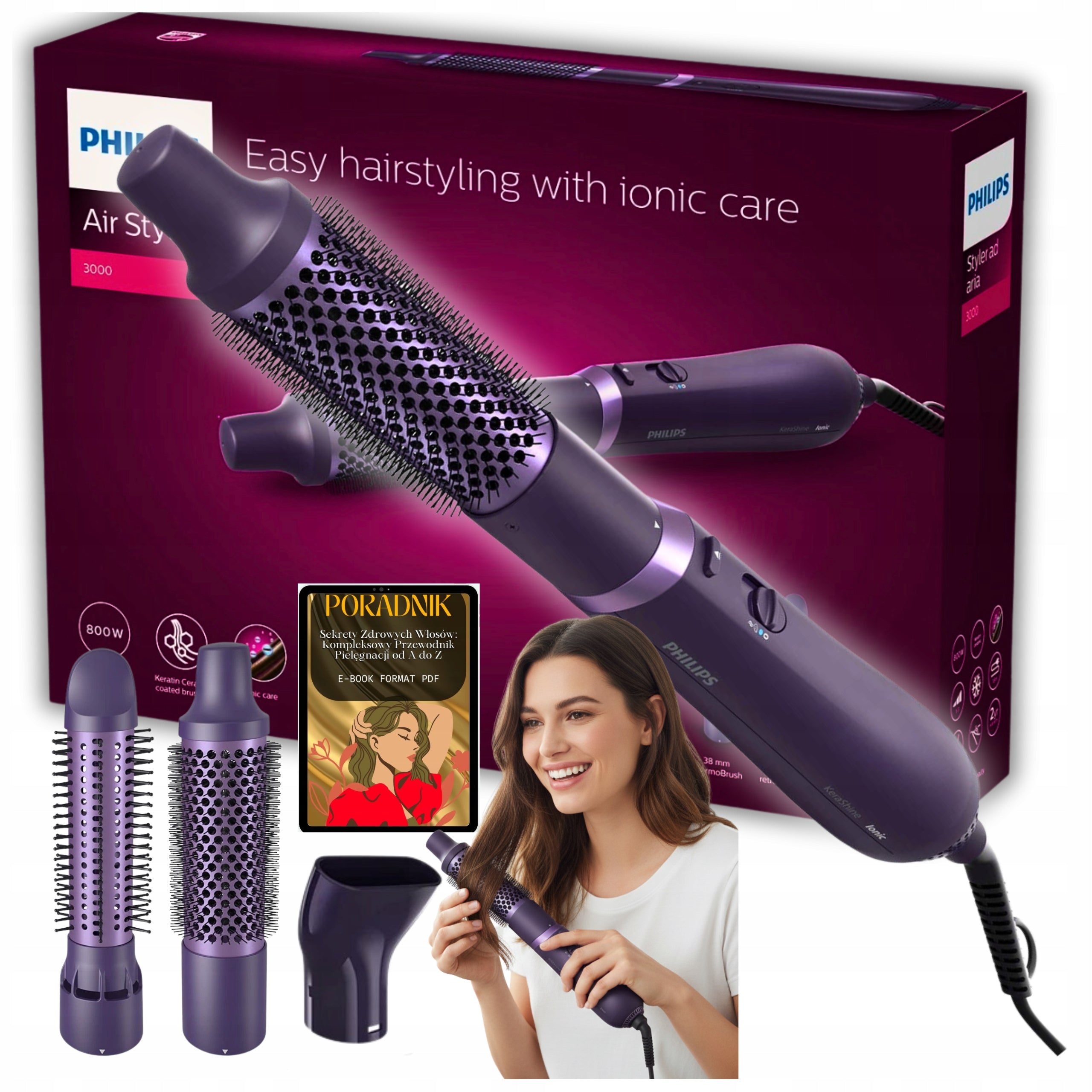 CURLING IRON HAIR DRYER PHILIPS CERAMIC WITH IONIZATION DRYER SOLID