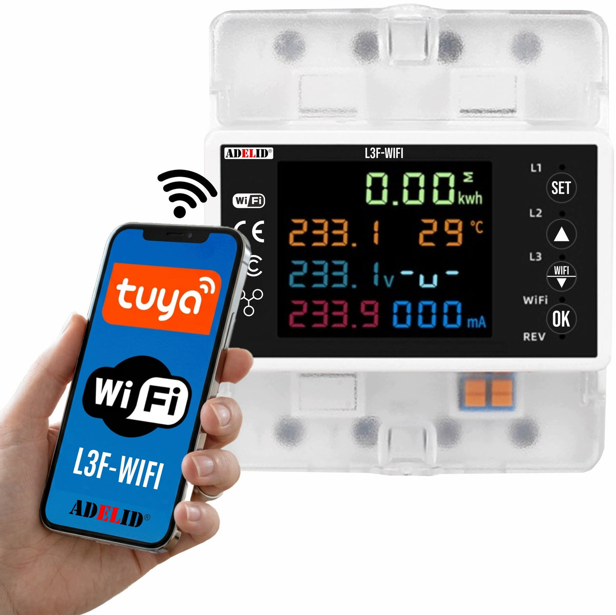 CURRENT METER 3 PHASE ENERGY CONSUMPTION METER FOR DIN TUYA WIFI RAIL 100A