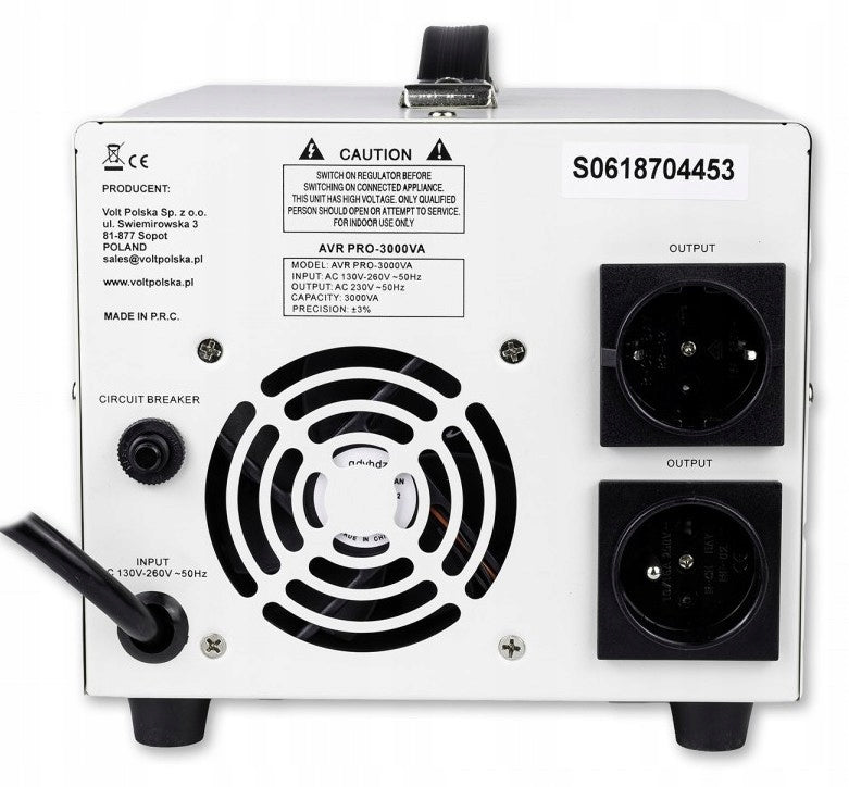 CURRENT VOLTAGE STABILIZER AVR PRO 3000VA 3% VOLT POLSKA PRECISE FOR AGR Manufacturer code 5AVRZP3000