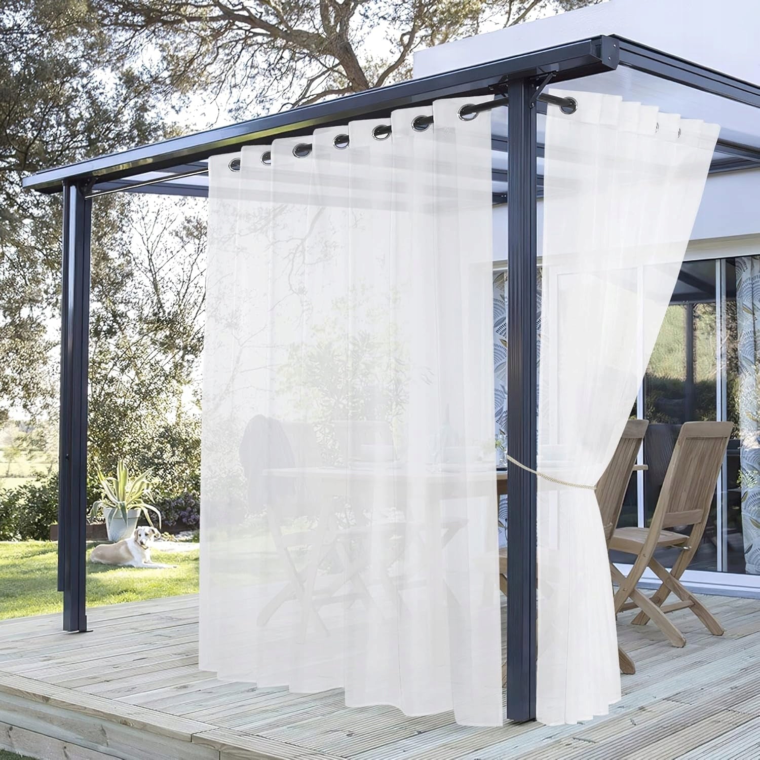 CURTAIN FOR TERRACE TRANSPARENT WATERPROOF 213X254 WHITE 1PCS
