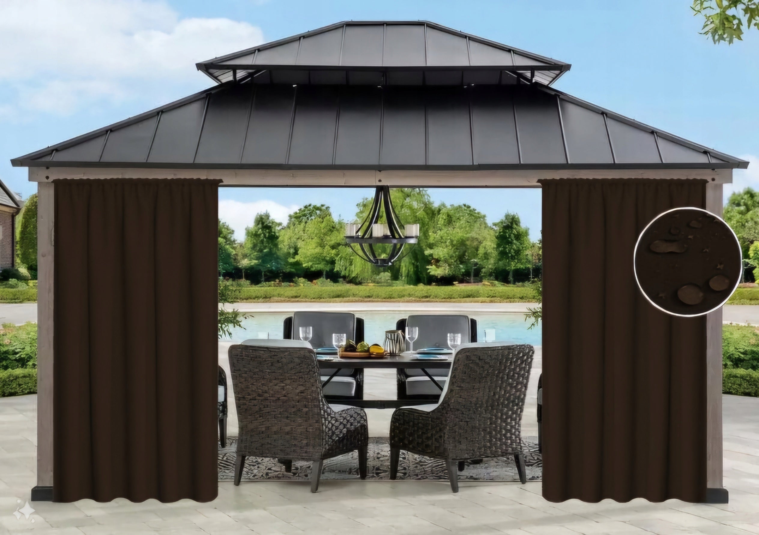 CURTAINS WATERPROOF garden outdoor curtain for terrace pergola 155x180 Manufacturer code ZASŁONA OGRODOWA 180 CM NA TUNEL ŻABKI