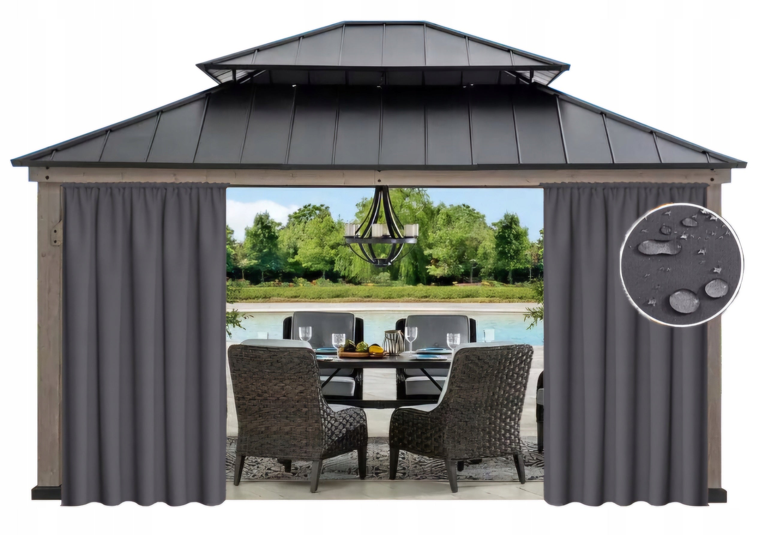 CURTAINS WATERPROOF garden outdoor curtain for terrace pergola 155x180