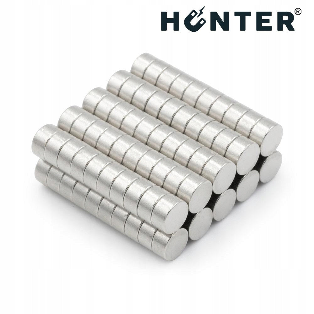 CYLINDRICAL NEODYMIUM MAGNET 4x2 mm STRONG, round, disc, HUNTER - 100 PCS Brand Hunter